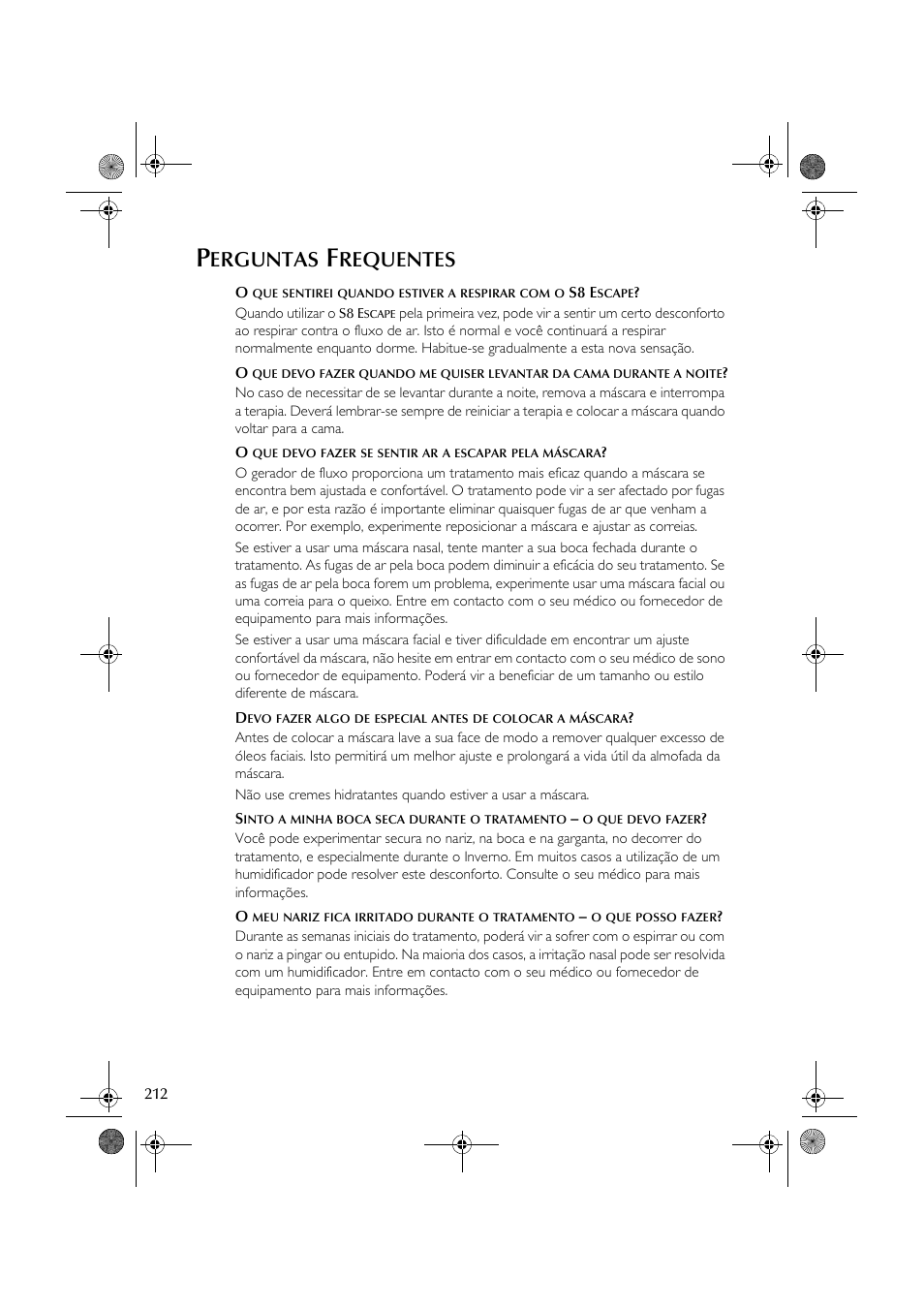 Erguntas, Requentes | ResMed S8 User Manual | Page 217 / 269