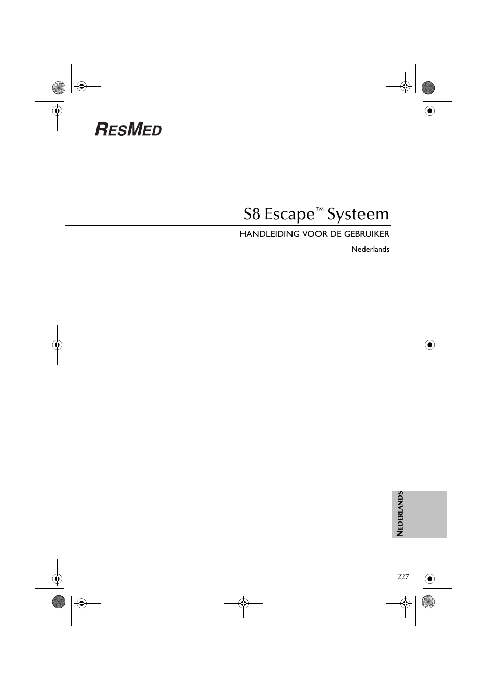 S8 escape, Systeem | ResMed S8 User Manual | Page 232 / 269