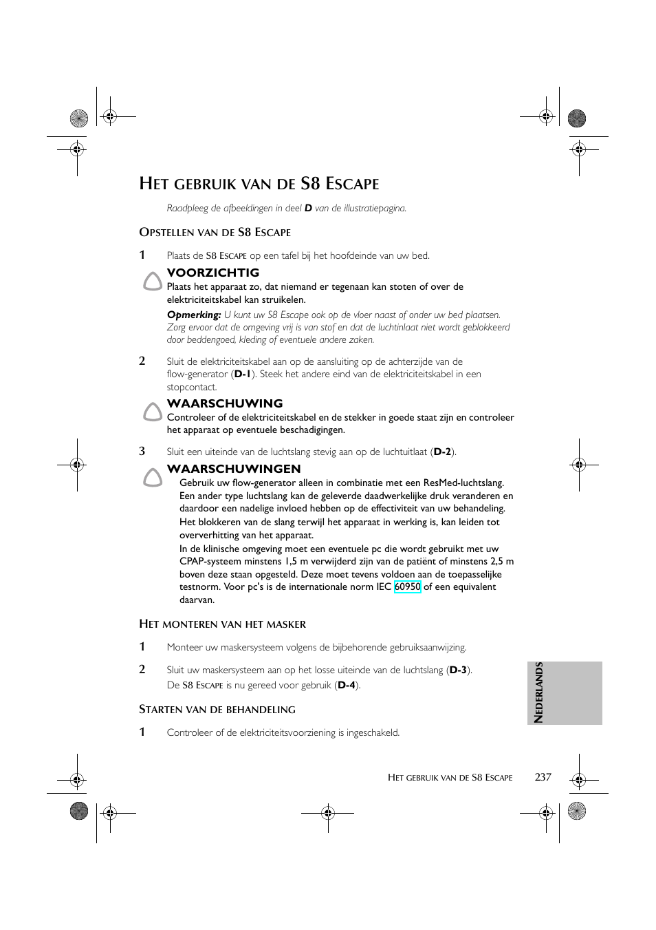 S8 e, Gebruik, Scape | ResMed S8 User Manual | Page 242 / 269