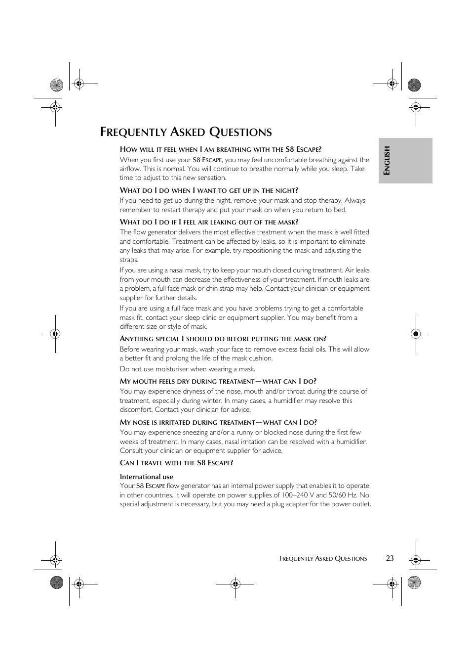 Requently, Sked, Uestions | ResMed S8 User Manual | Page 28 / 269