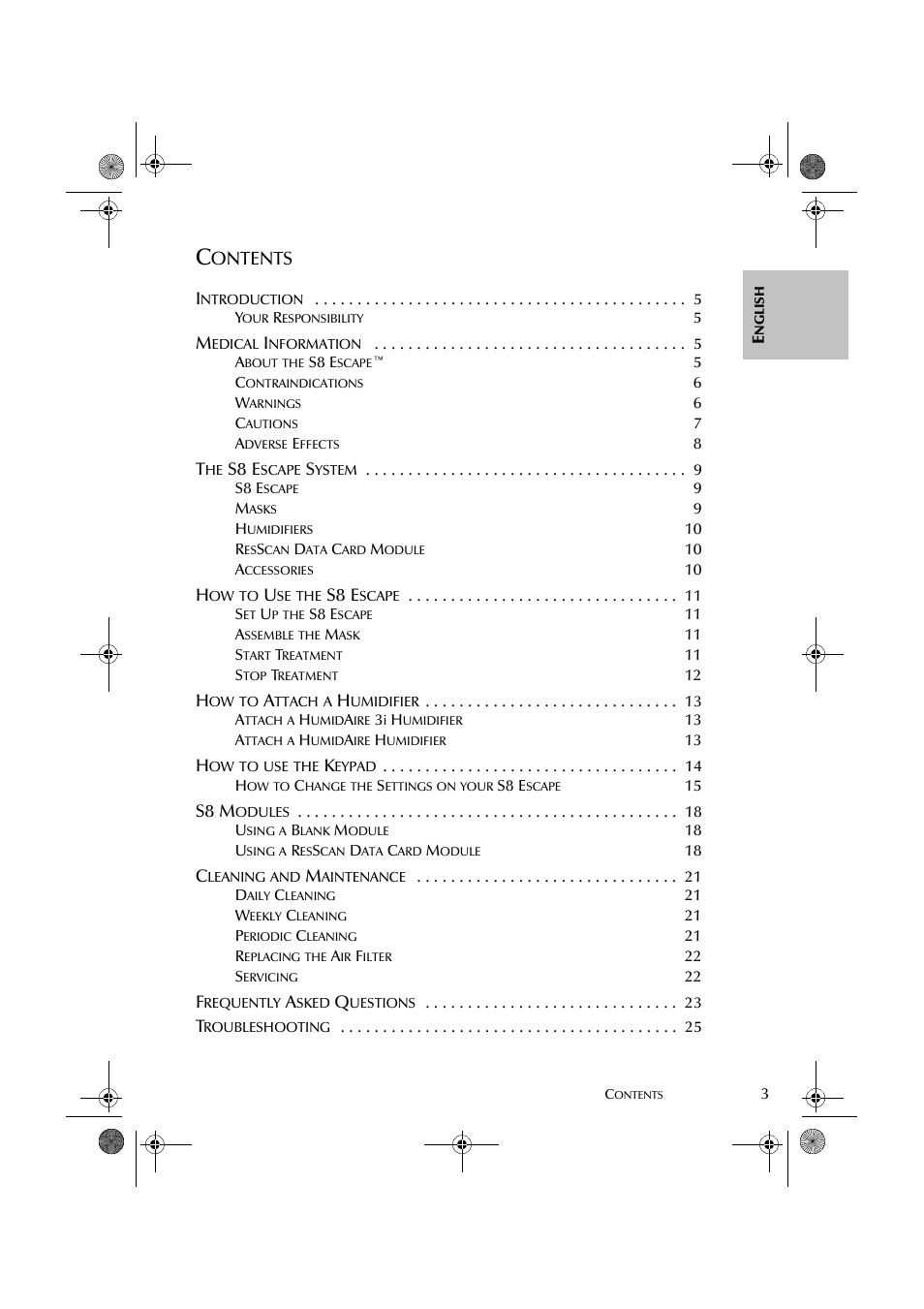 Ontents | ResMed S8 User Manual | Page 8 / 269