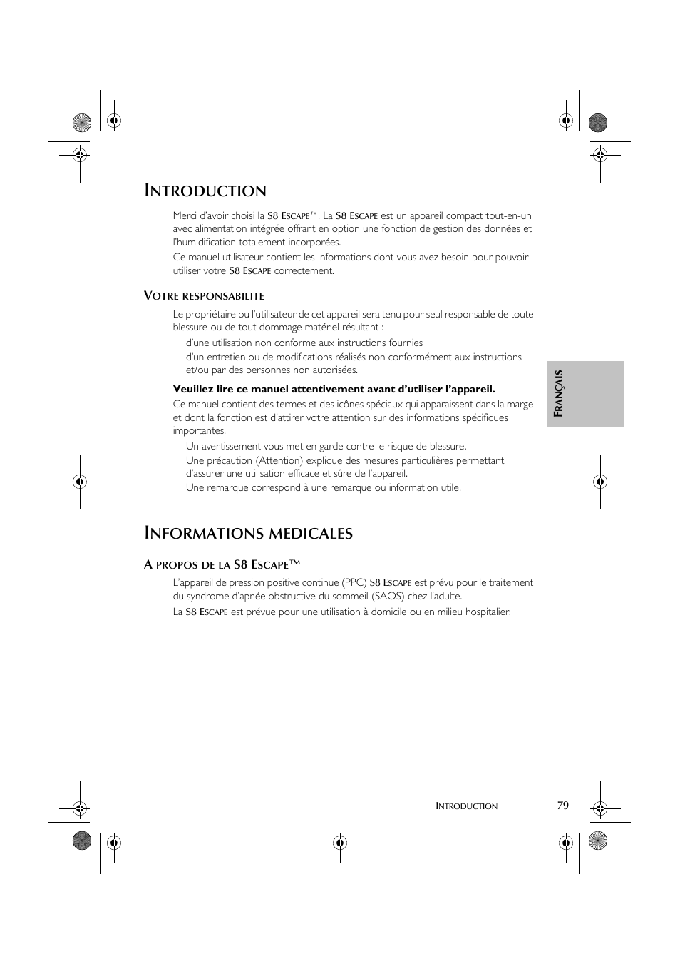 Ntroduction, Nformations, Medicales | ResMed S8 User Manual | Page 84 / 269