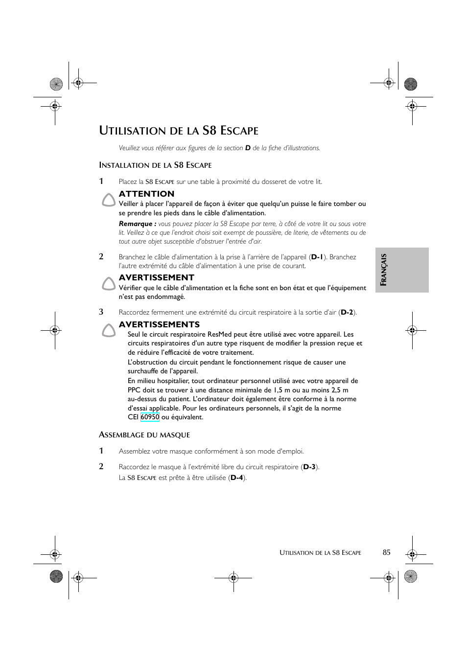 S8 e, Tilisation, Scape | ResMed S8 User Manual | Page 90 / 269