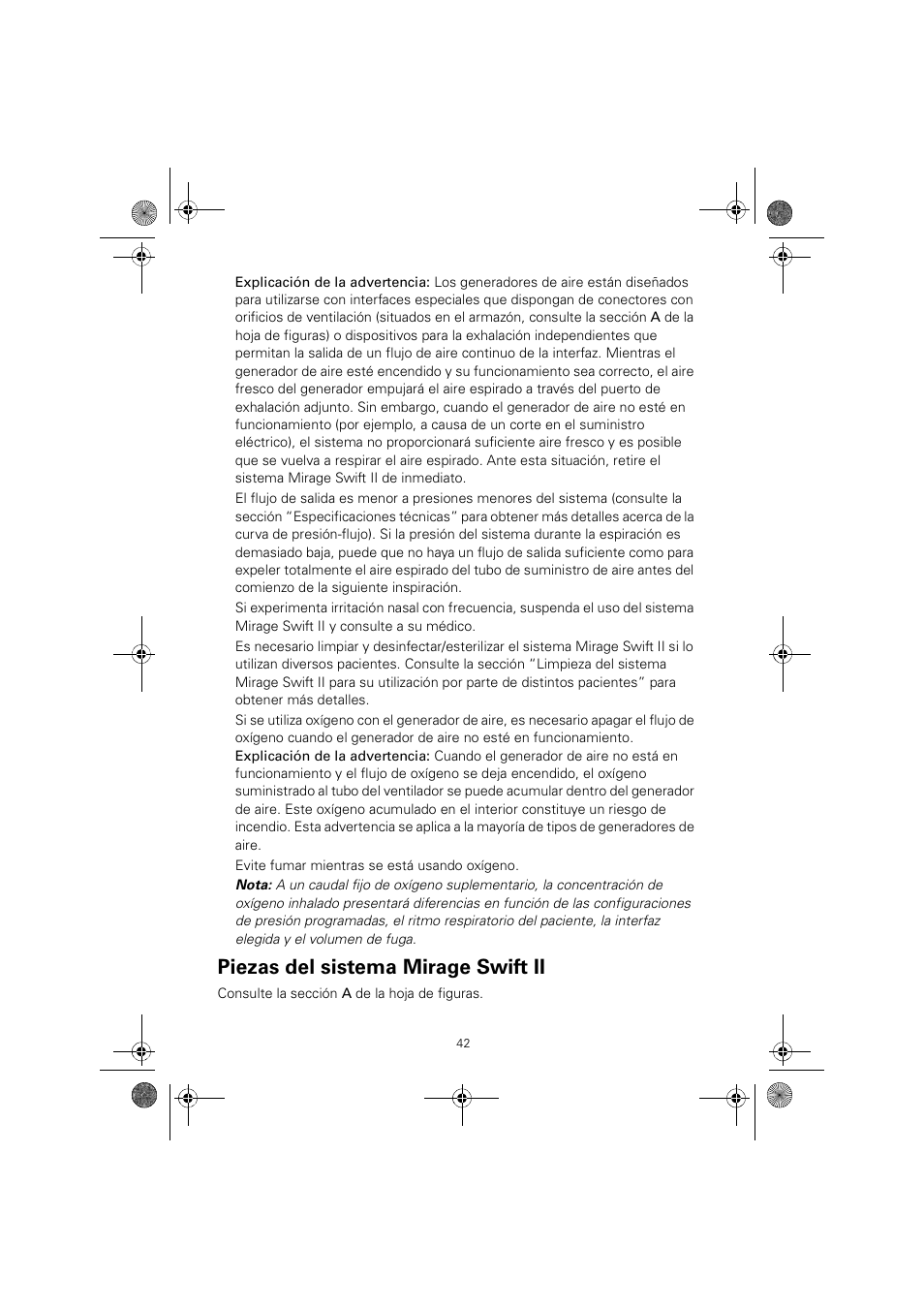 Piezas del sistema mirage swift ii | ResMed MIRAGE SWIFT II 60891/1 User Manual | Page 46 / 76