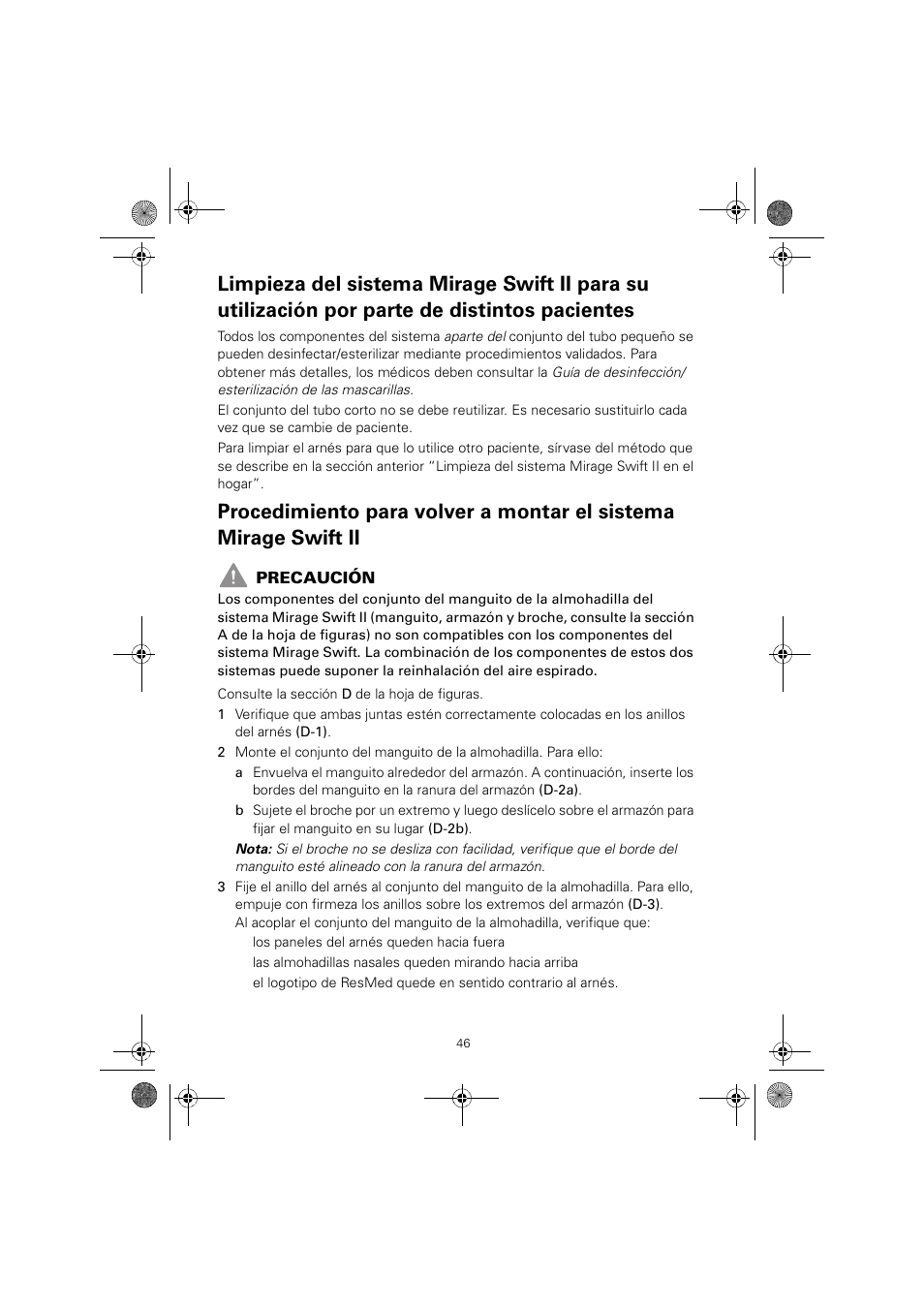 ResMed MIRAGE SWIFT II 60891/1 User Manual | Page 50 / 76