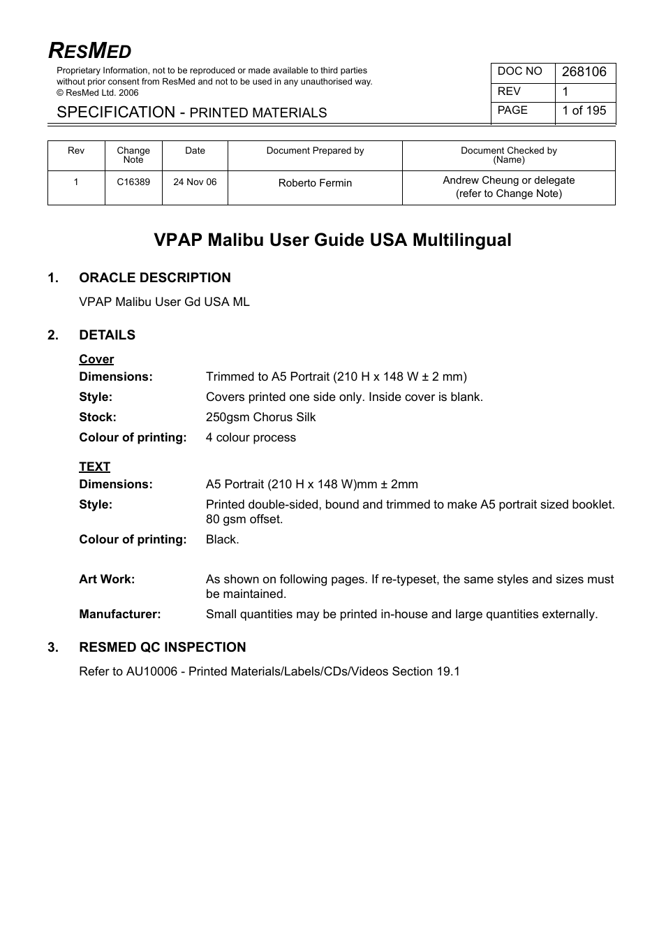 ResMed C16389 User Manual | 193 pages