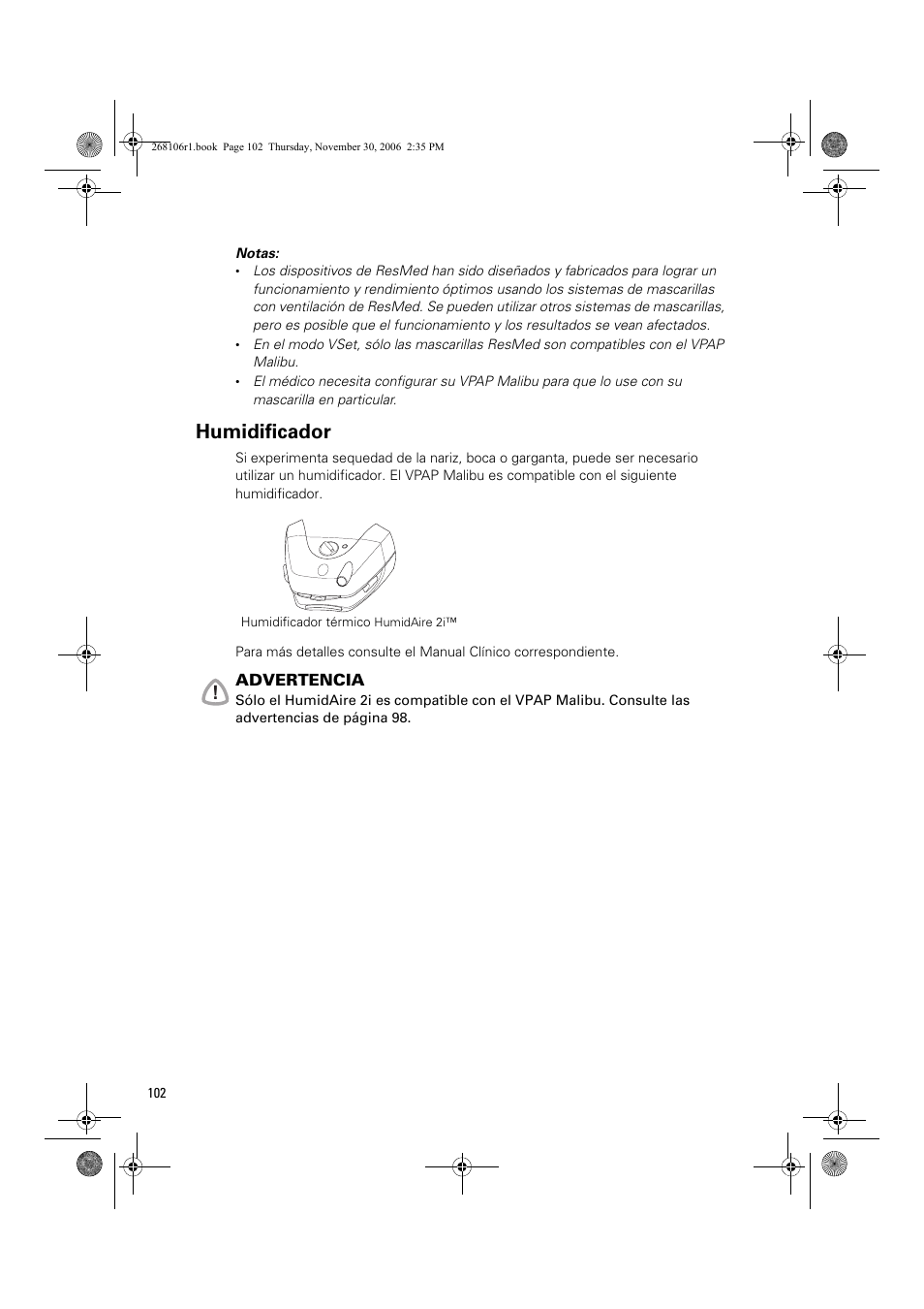 Humidificador | ResMed C16389 User Manual | Page 107 / 193