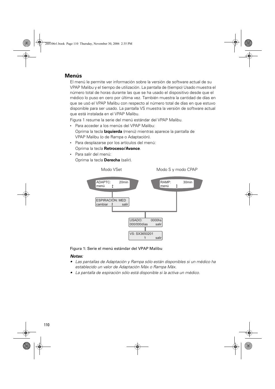 Menús | ResMed C16389 User Manual | Page 115 / 193