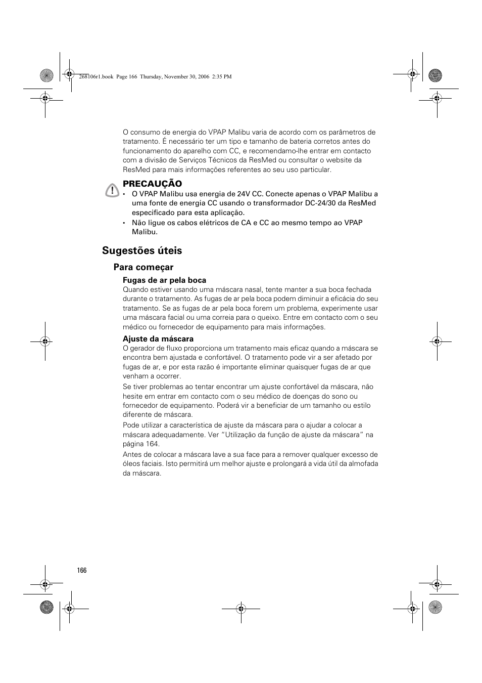 Sugestões úteis | ResMed C16389 User Manual | Page 171 / 193