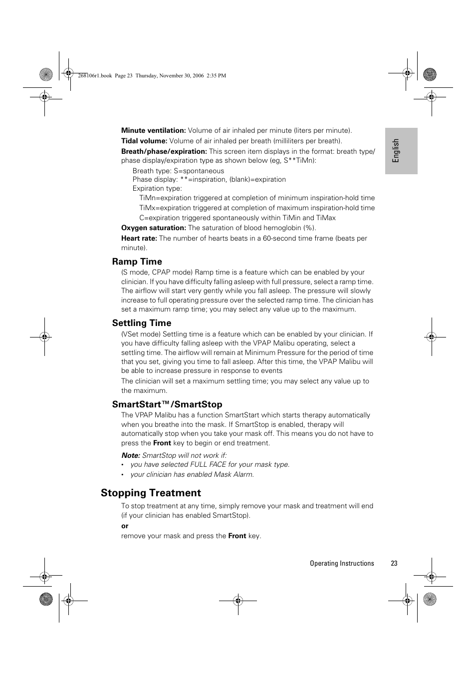 Stopping treatment | ResMed C16389 User Manual | Page 28 / 193