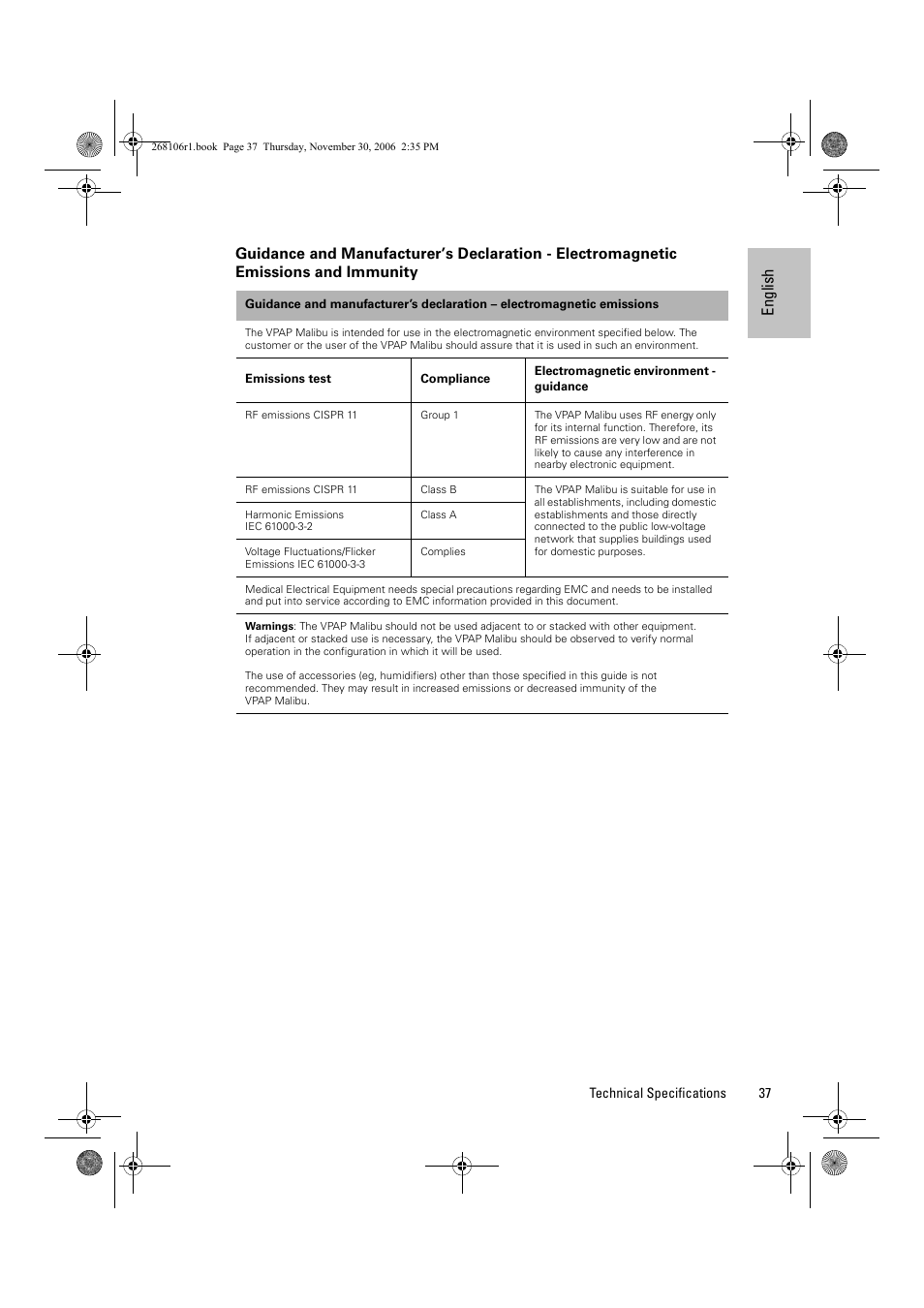 En glish | ResMed C16389 User Manual | Page 42 / 193