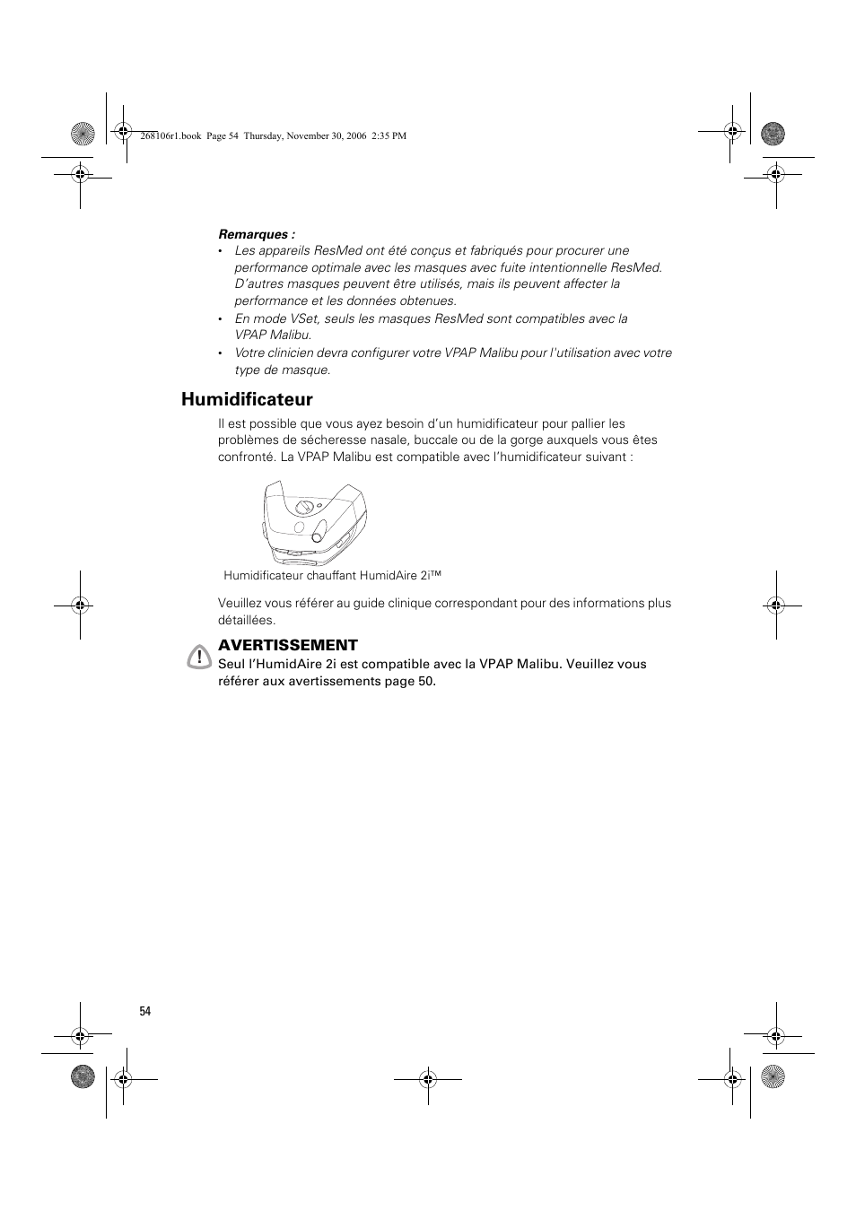 Humidificateur | ResMed C16389 User Manual | Page 59 / 193