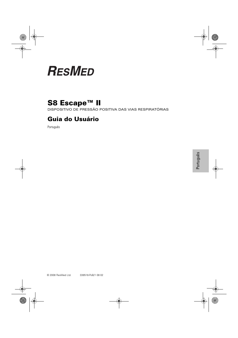 S8 escape ii guia do usuário português, S8 escape™ ii, Guia do usuário | ResMed Positive Airway Pressure Device S8 Escape II User Manual | Page 61 / 80