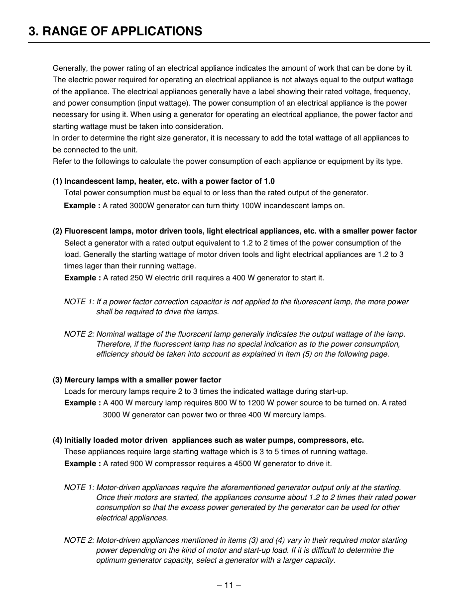 Range of applications | Subaru Robin Power Products RG2800I User Manual | Page 14 / 67