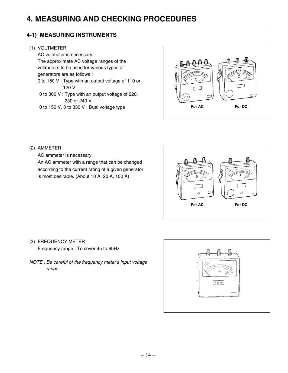 Measuring and checking procedures | Subaru Robin Power Products RG2800I User Manual | Page 17 / 67
