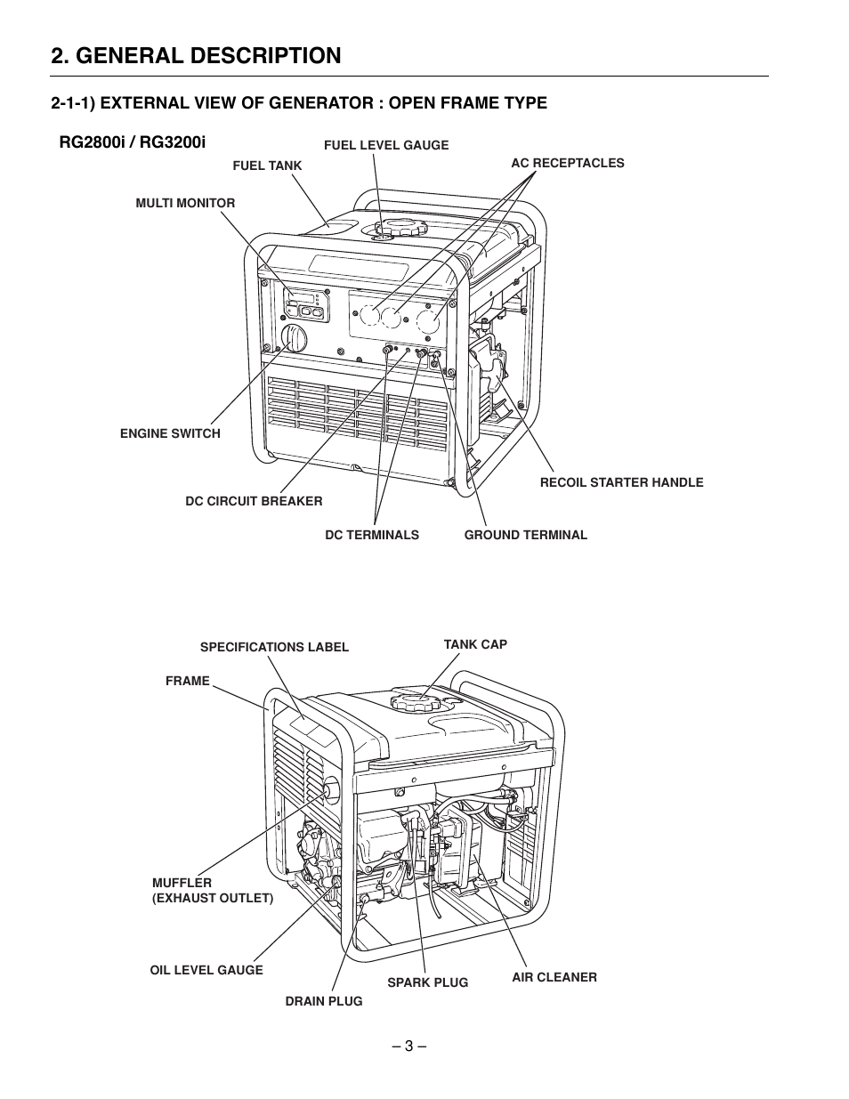 General description | Subaru Robin Power Products RG2800I User Manual | Page 6 / 67