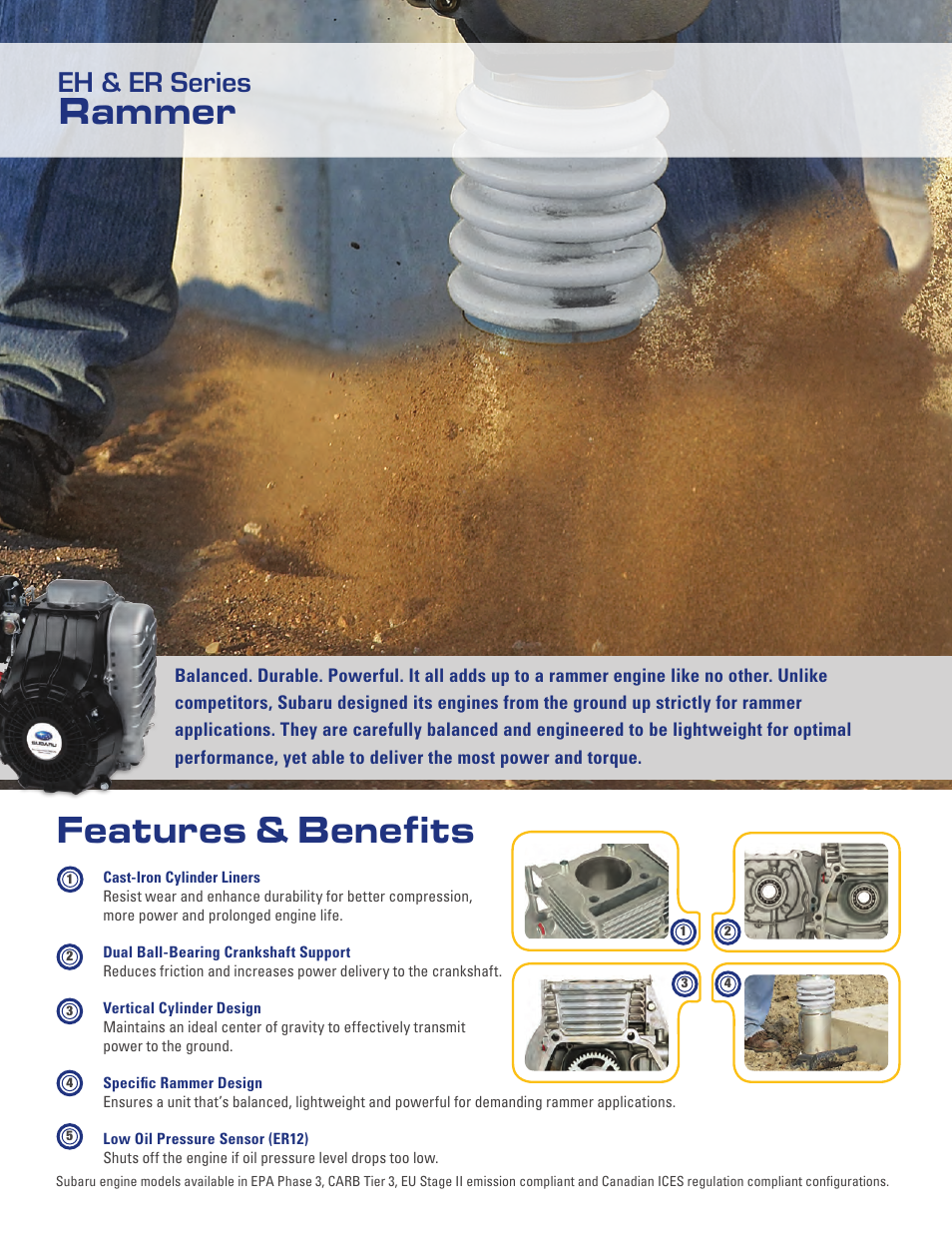 Rammer, Features & benefits, Eh & er series | Subaru Robin Power Products Subaru EX27 User Manual | Page 8 / 20