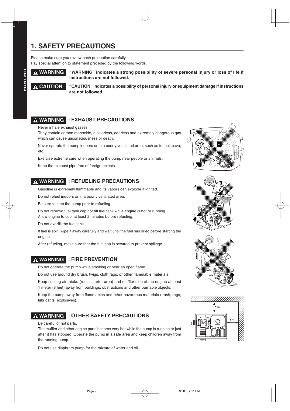 Safety precautions | Subaru Robin Power Products PKX Series Robin Pump 201 User Manual | Page 4 / 15