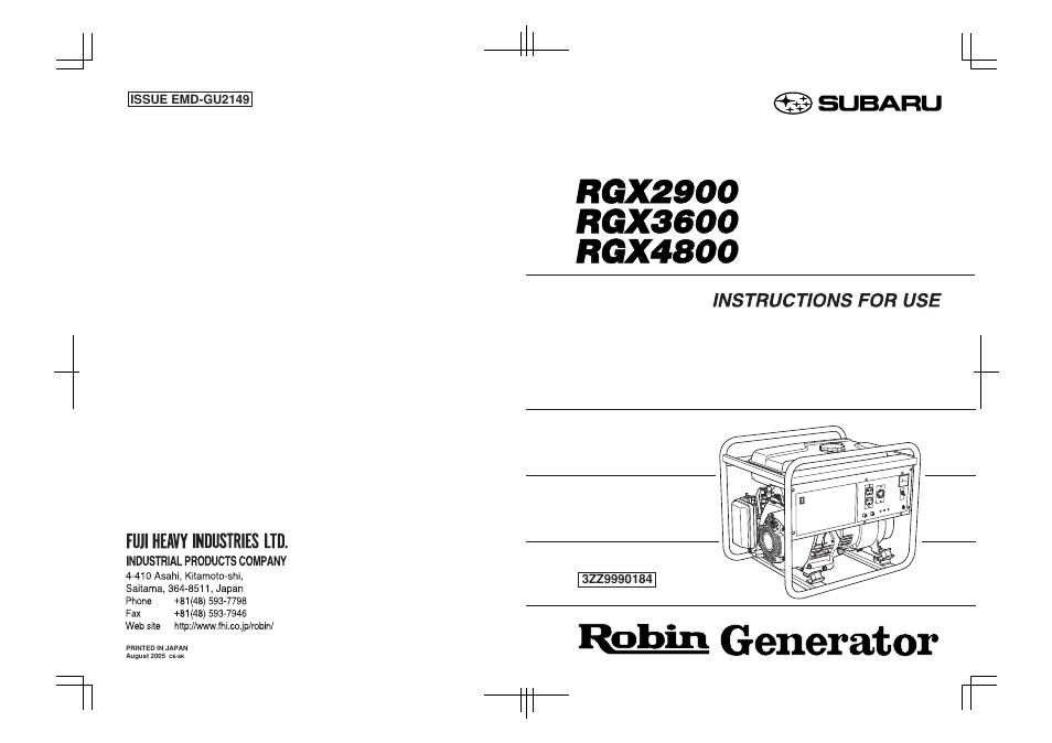 Subaru Robin Power Products RGx4800 User Manual | 31 pages