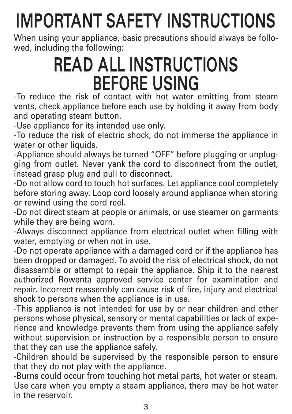 ROWENTA GARMENT STEAMER IS9000 User Manual | Page 3 / 12