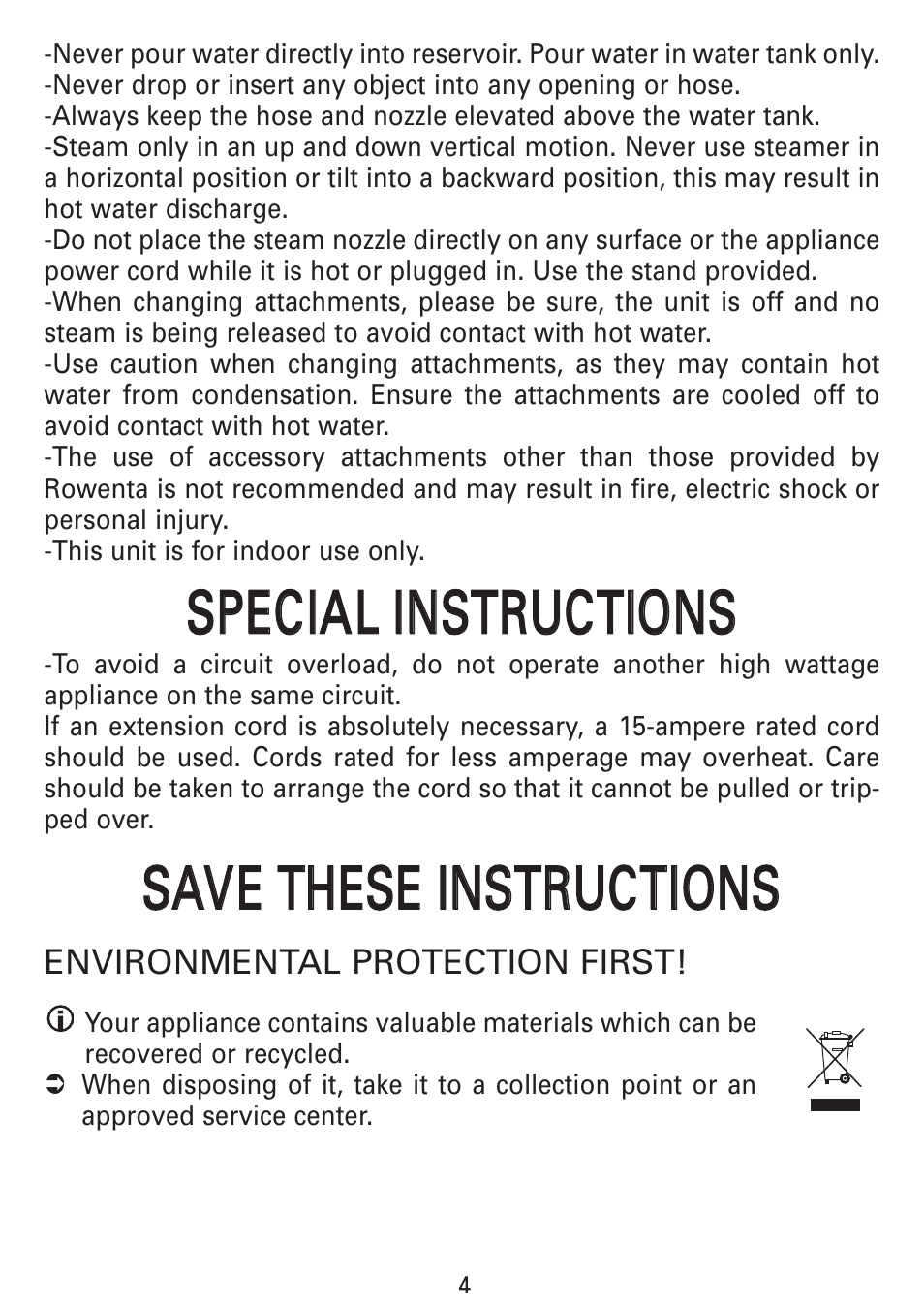 ROWENTA GARMENT STEAMER IS9000 User Manual | Page 4 / 12