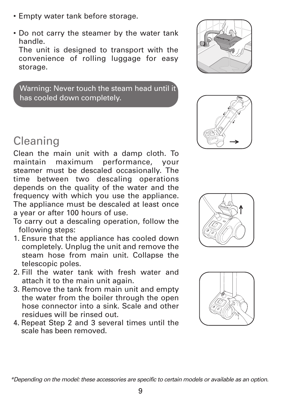 Cleaning | ROWENTA GARMENT STEAMER IS9000 User Manual | Page 9 / 12