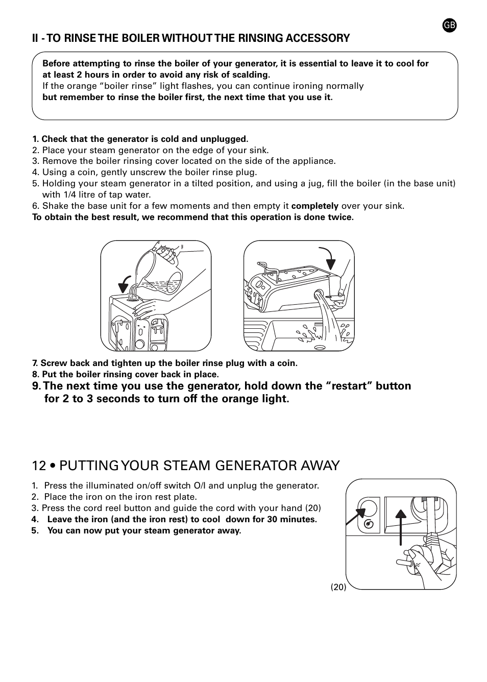 12 • putting your steam generator away | ROWENTA 42449 User Manual | Page 9 / 12