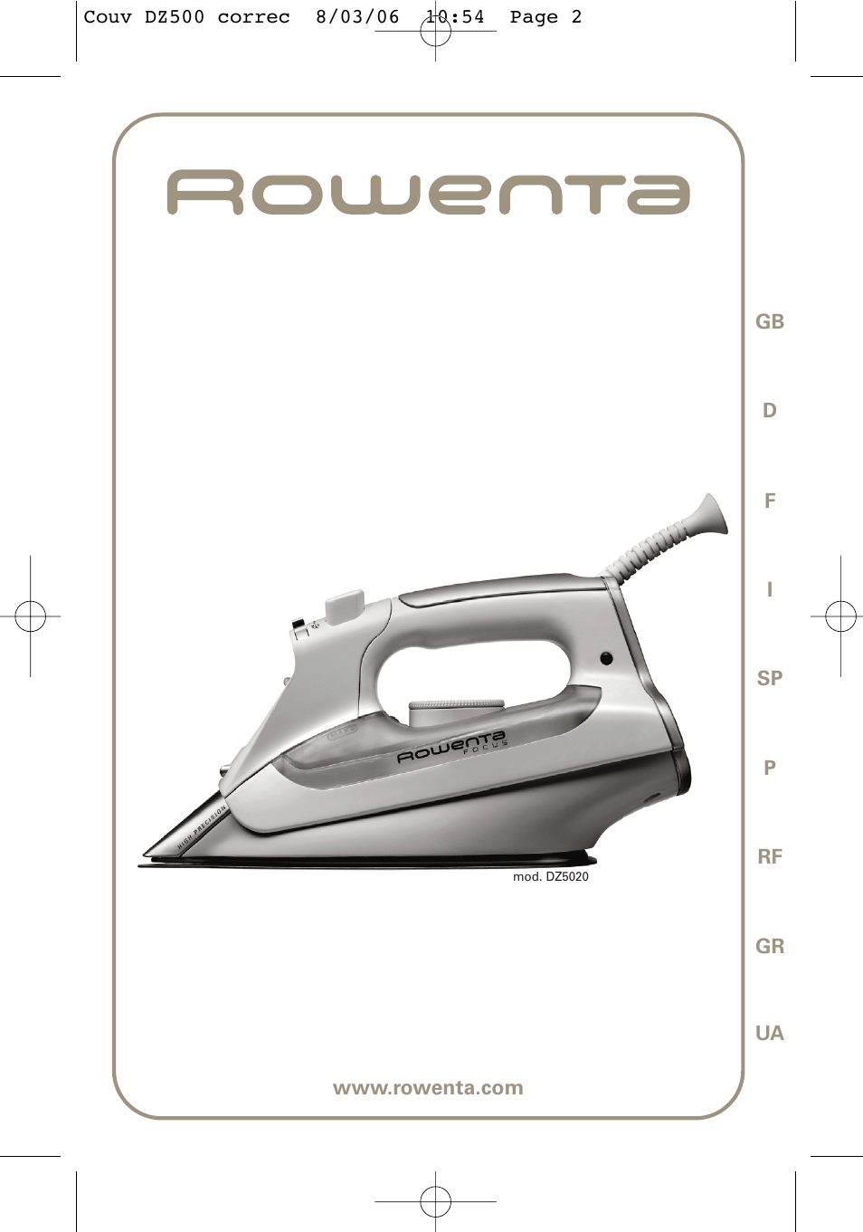 ROWENTA DZ5020 User Manual | 14 pages