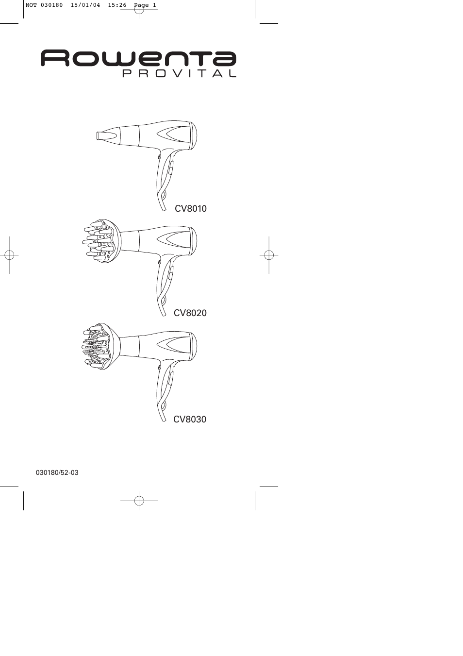 ROWENTA PROVITAL CV8020 User Manual | 8 pages