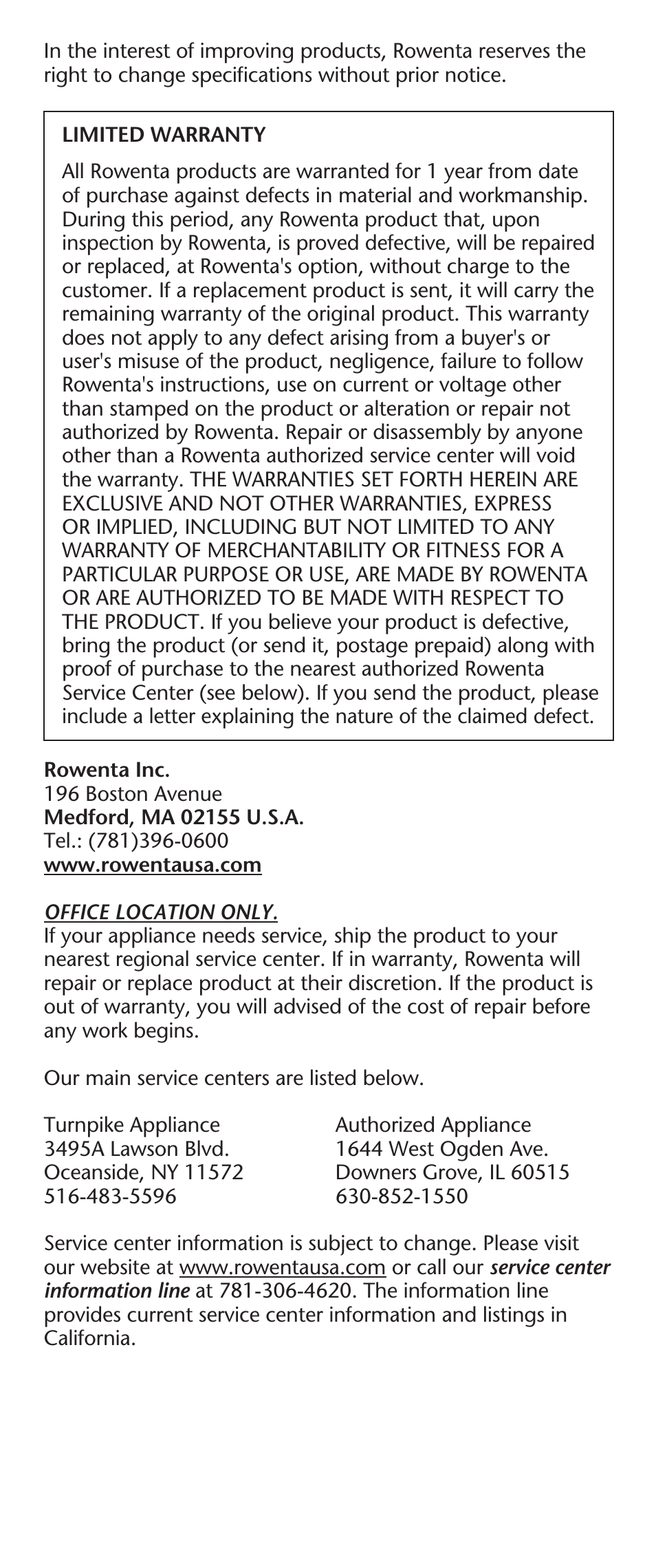 ROWENTA 63016 User Manual | Page 10 / 10