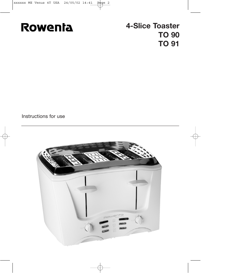 ROWENTA TO 91 User Manual | 8 pages