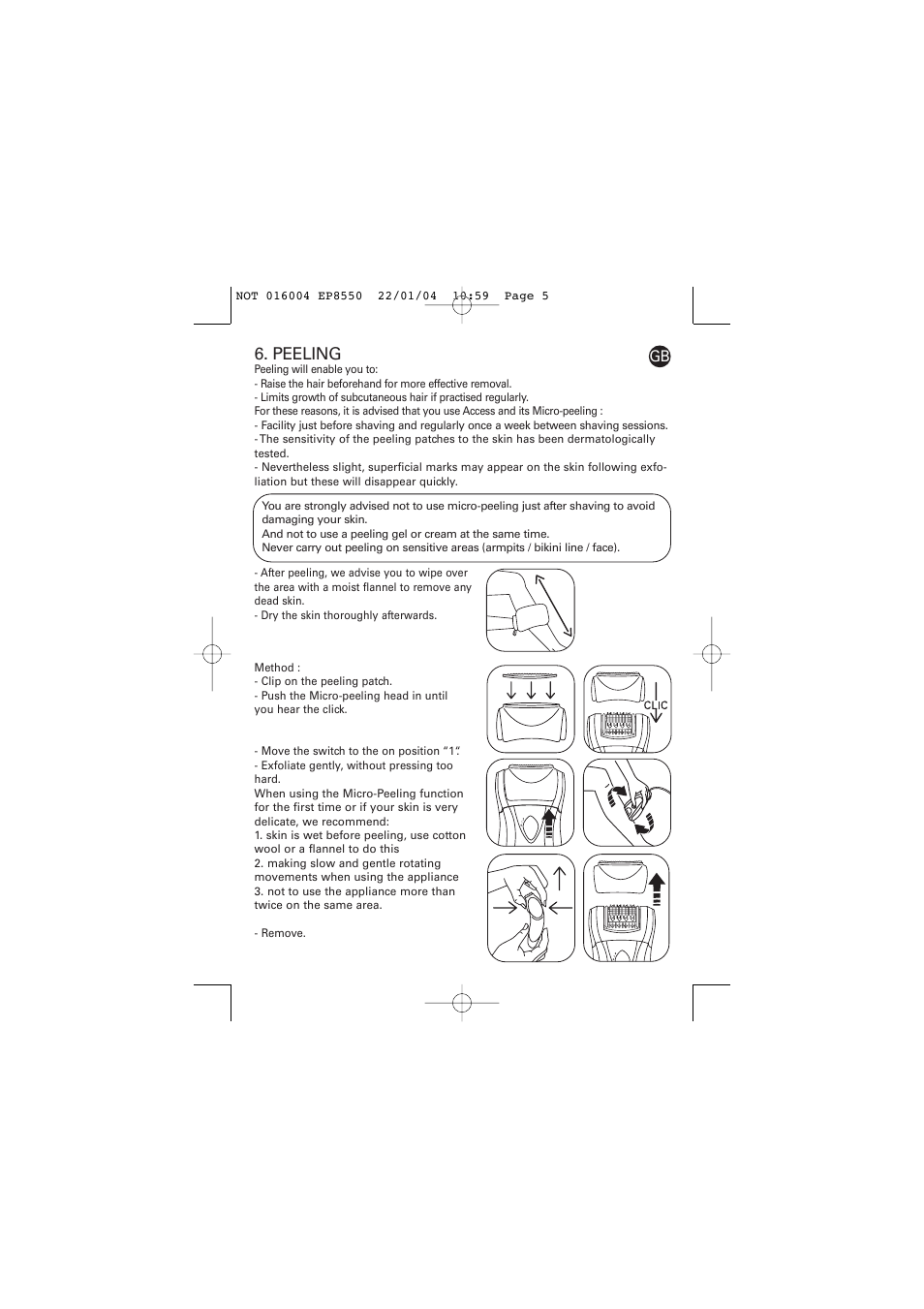 Peeling | ROWENTA ACCESS EP8550 User Manual | Page 5 / 7