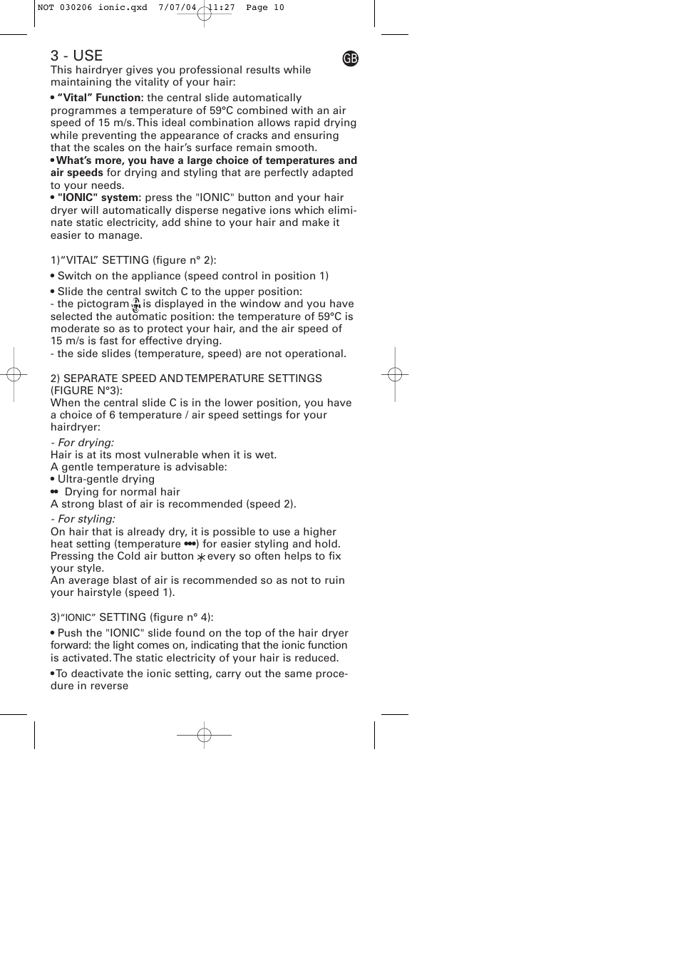 3 - use | ROWENTA PROVITAL CV8040 User Manual | Page 6 / 8