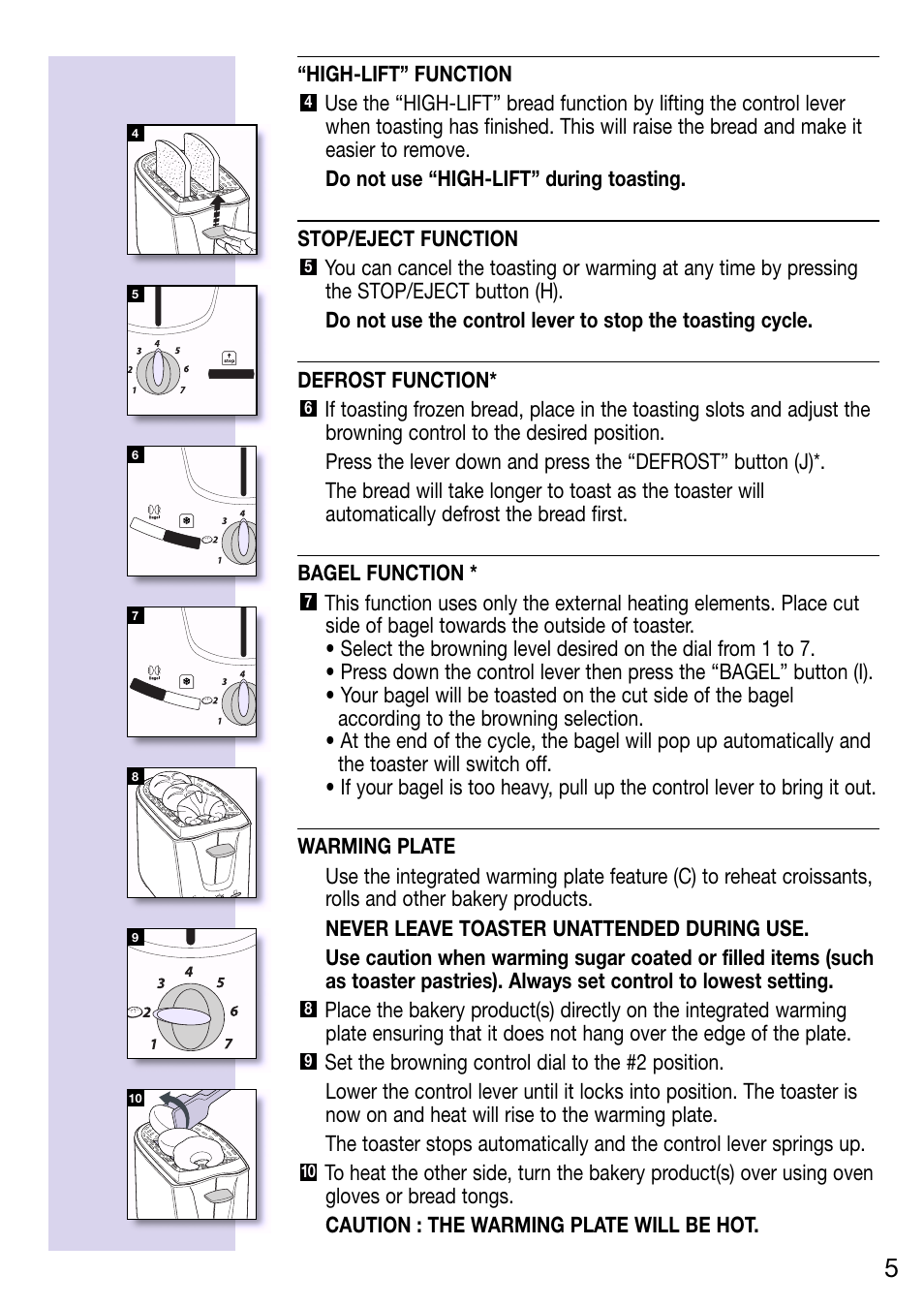 ROWENTA 2-Slice Toaster User Manual | Page 5 / 8