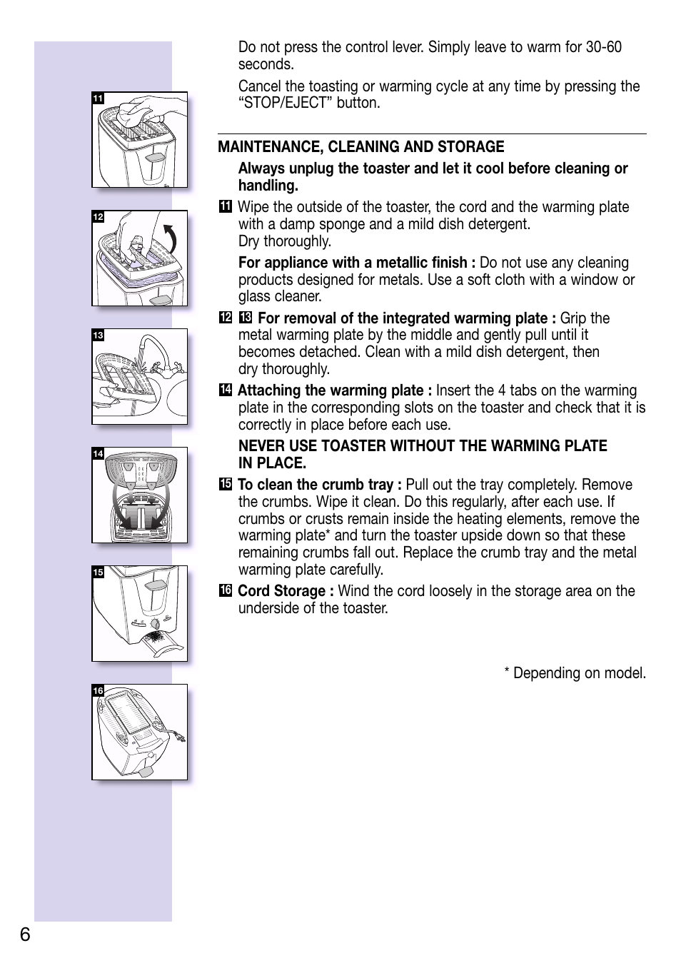 ROWENTA 2-Slice Toaster User Manual | Page 6 / 8