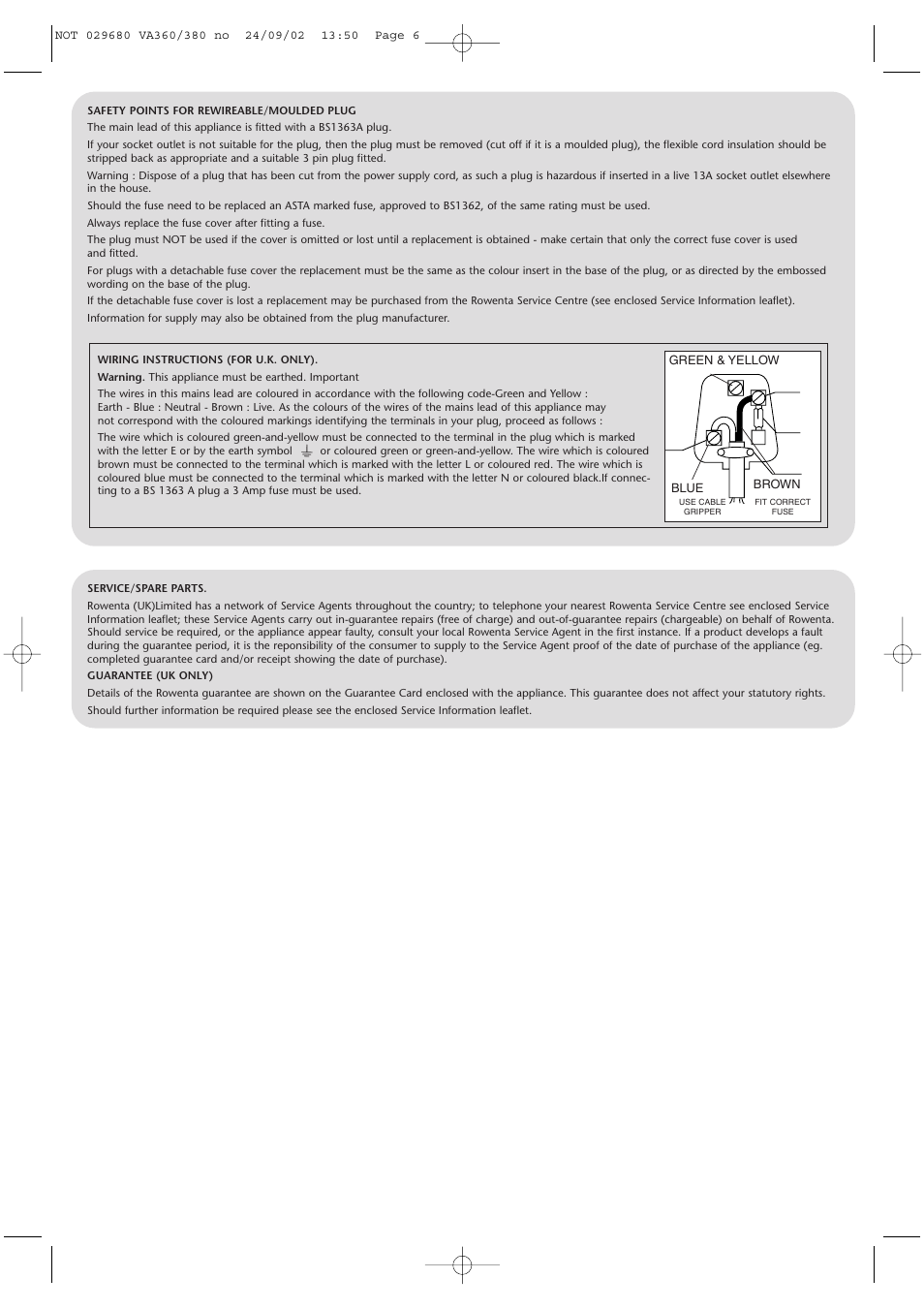 ROWENTA VA360 User Manual | Page 6 / 6