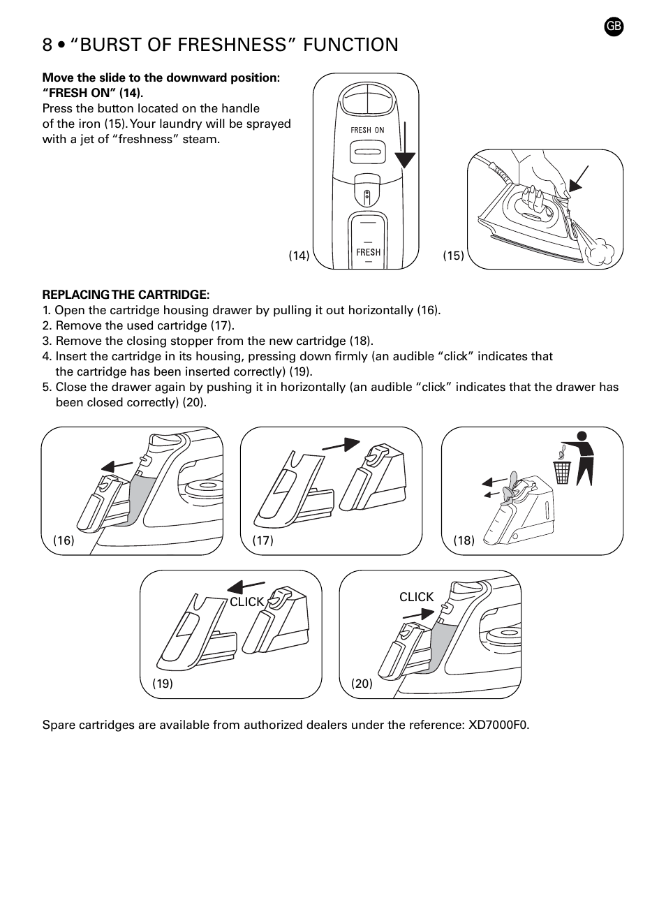 8 • “burst of freshness” function | ROWENTA PRO FRESH DG7160 User Manual | Page 8 / 12