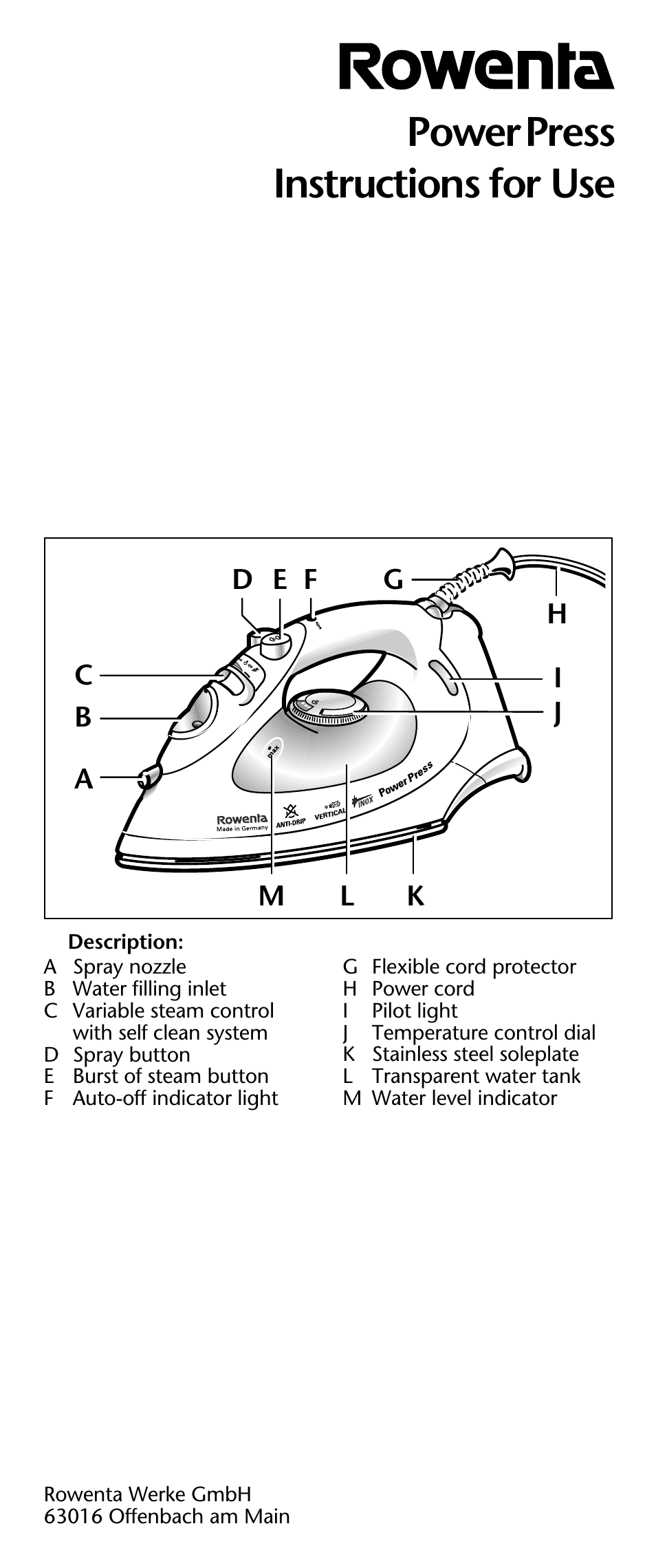 ROWENTA Power Press User Manual | 10 pages