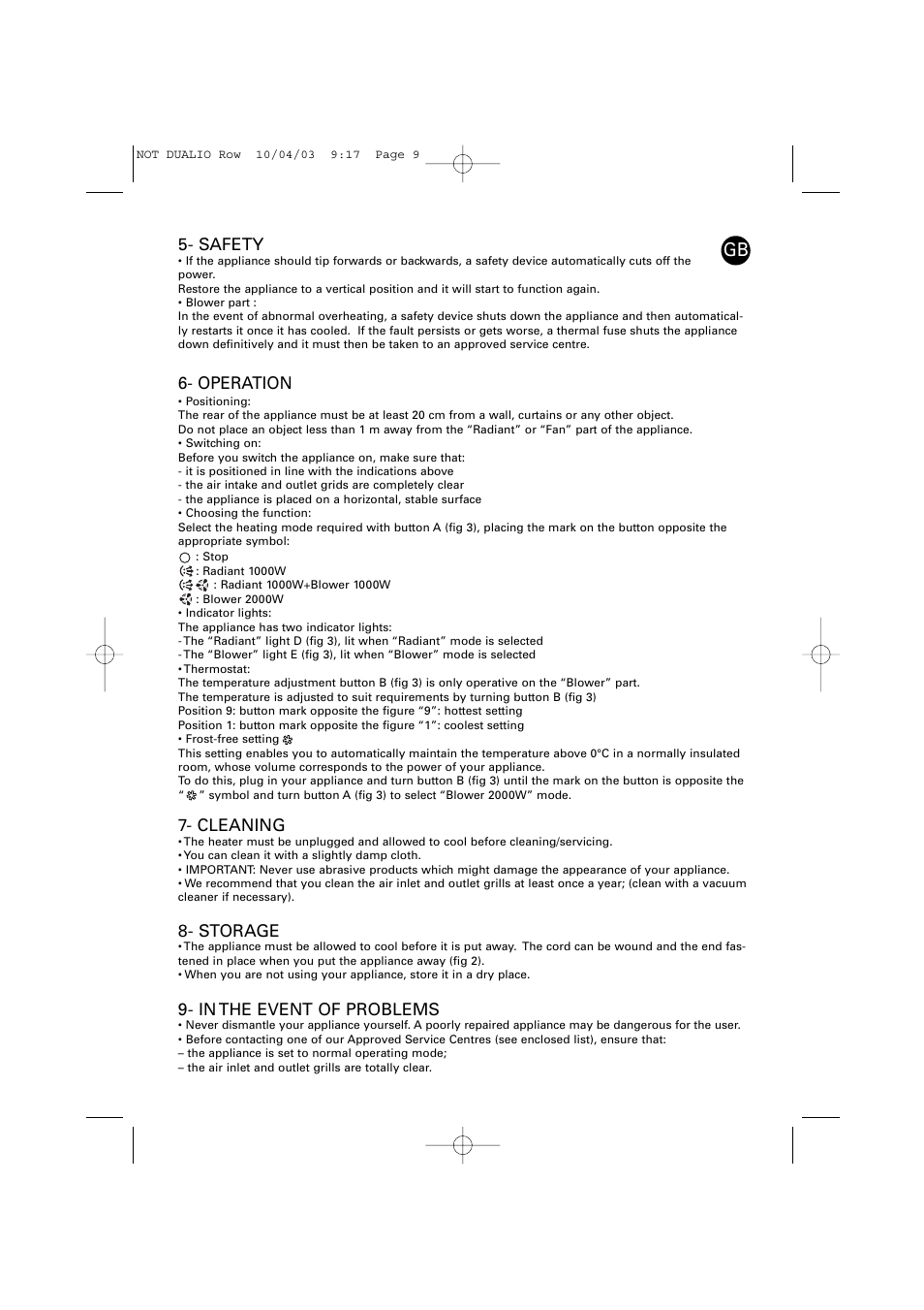 ROWENTA DUALIO 029659 - 38/02 FR050 User Manual | Page 5 / 5