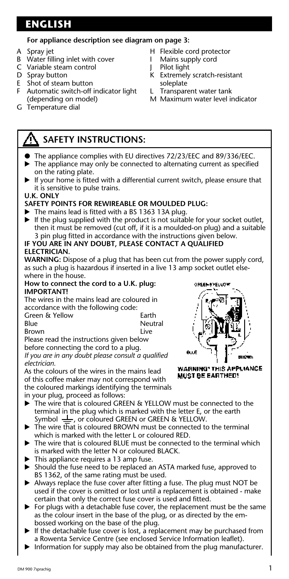 ROWENTA 1DM 900 User Manual | 5 pages