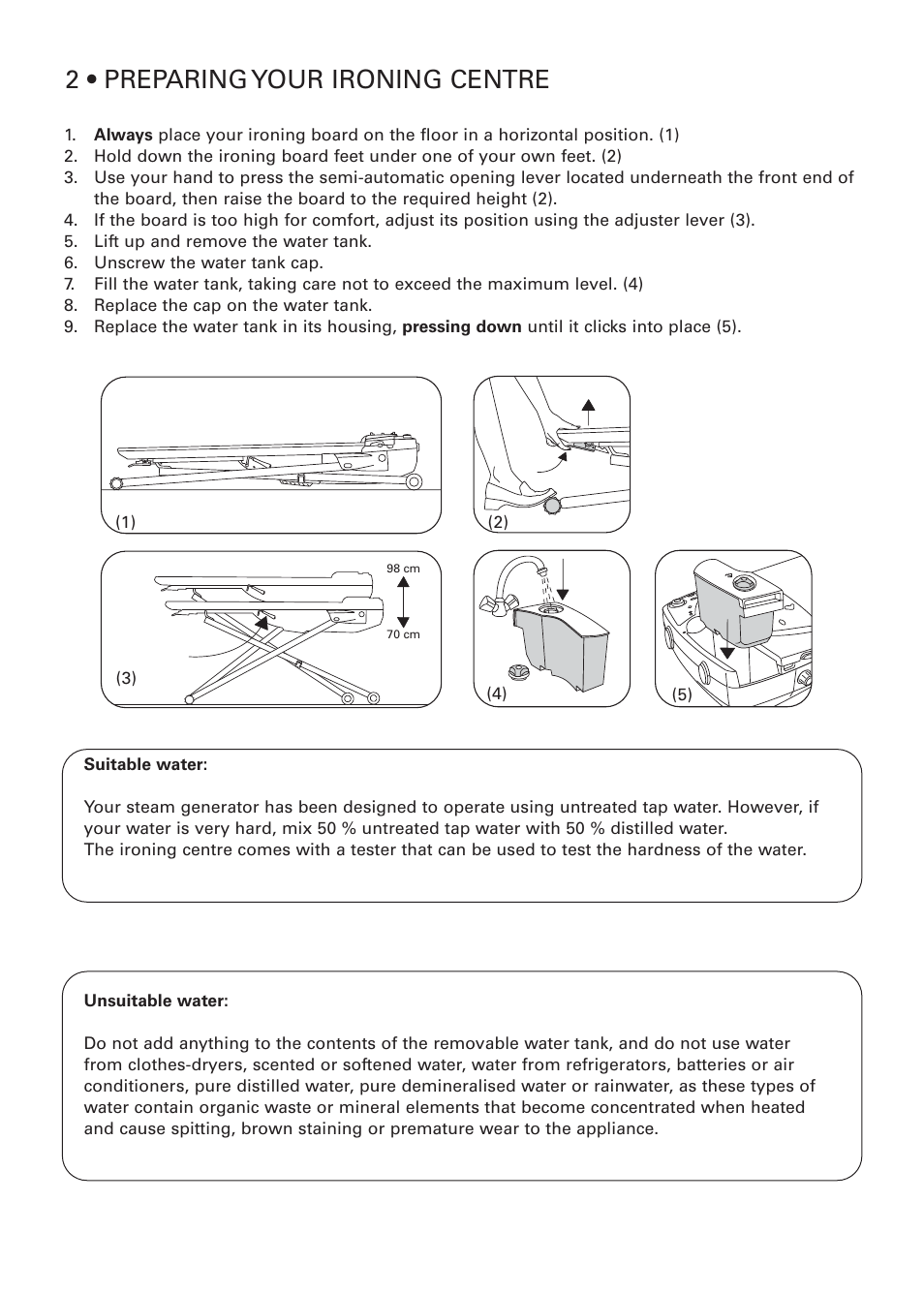 2 • preparing your ironing centre | ROWENTA PROACTIVE 032621 - IC7100 - 50/03 User Manual | Page 4 / 14