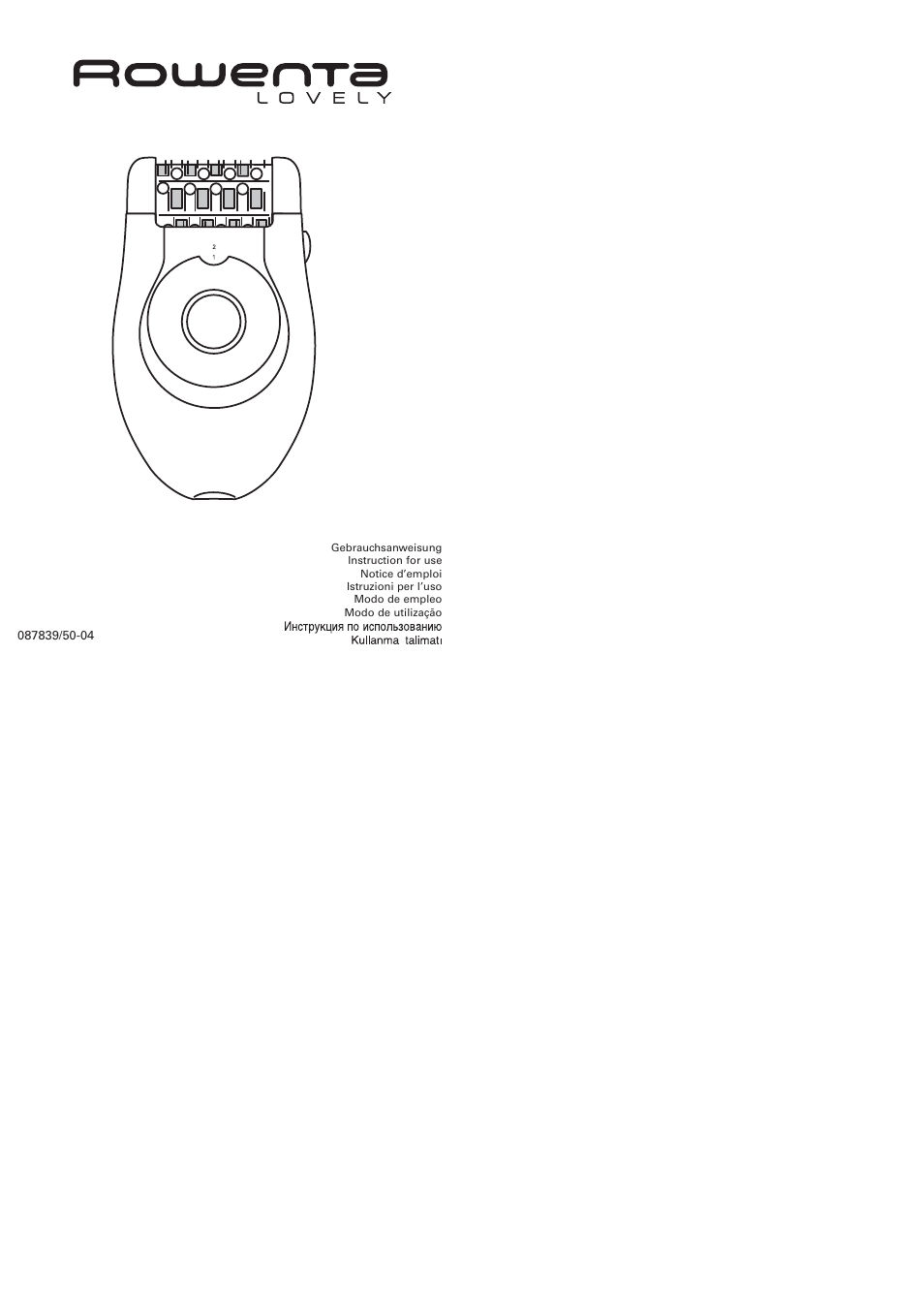 ROWENTA 087839/50-04 User Manual | 9 pages