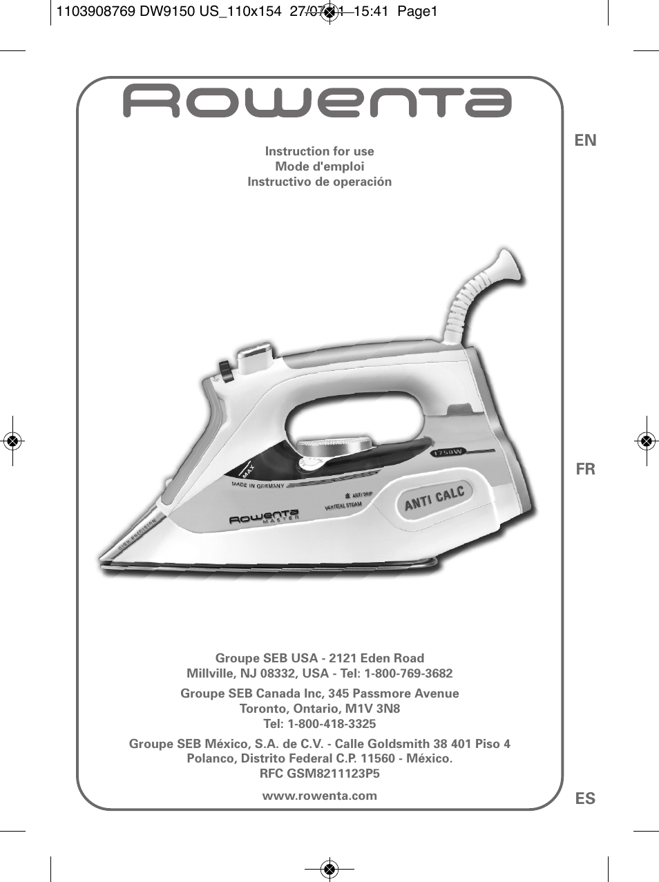 ROWENTA DW9150 User Manual | 28 pages