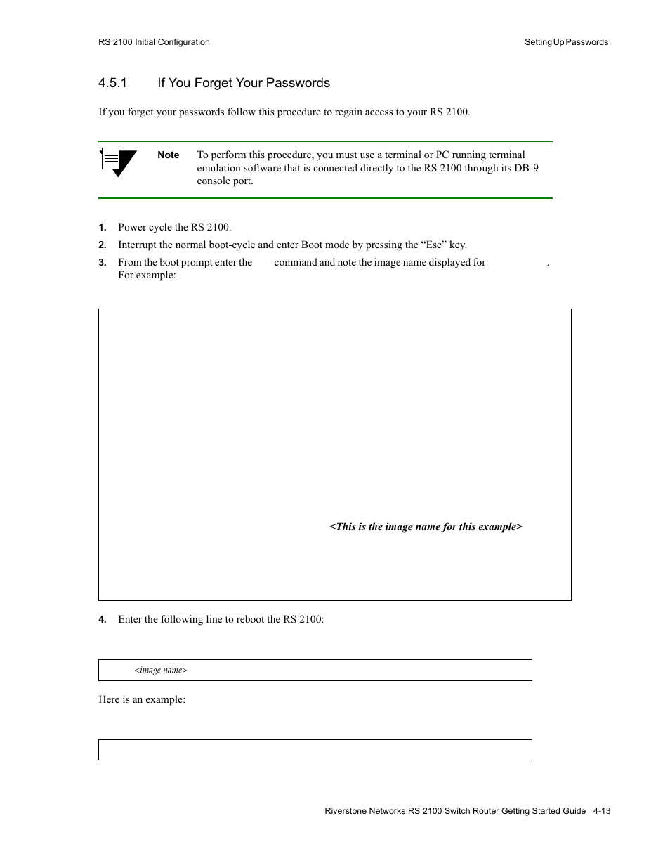 1 if you forget your passwords, If you forget your passwords -13 | Riverstone Networks RS 2100 User Manual | Page 53 / 77
