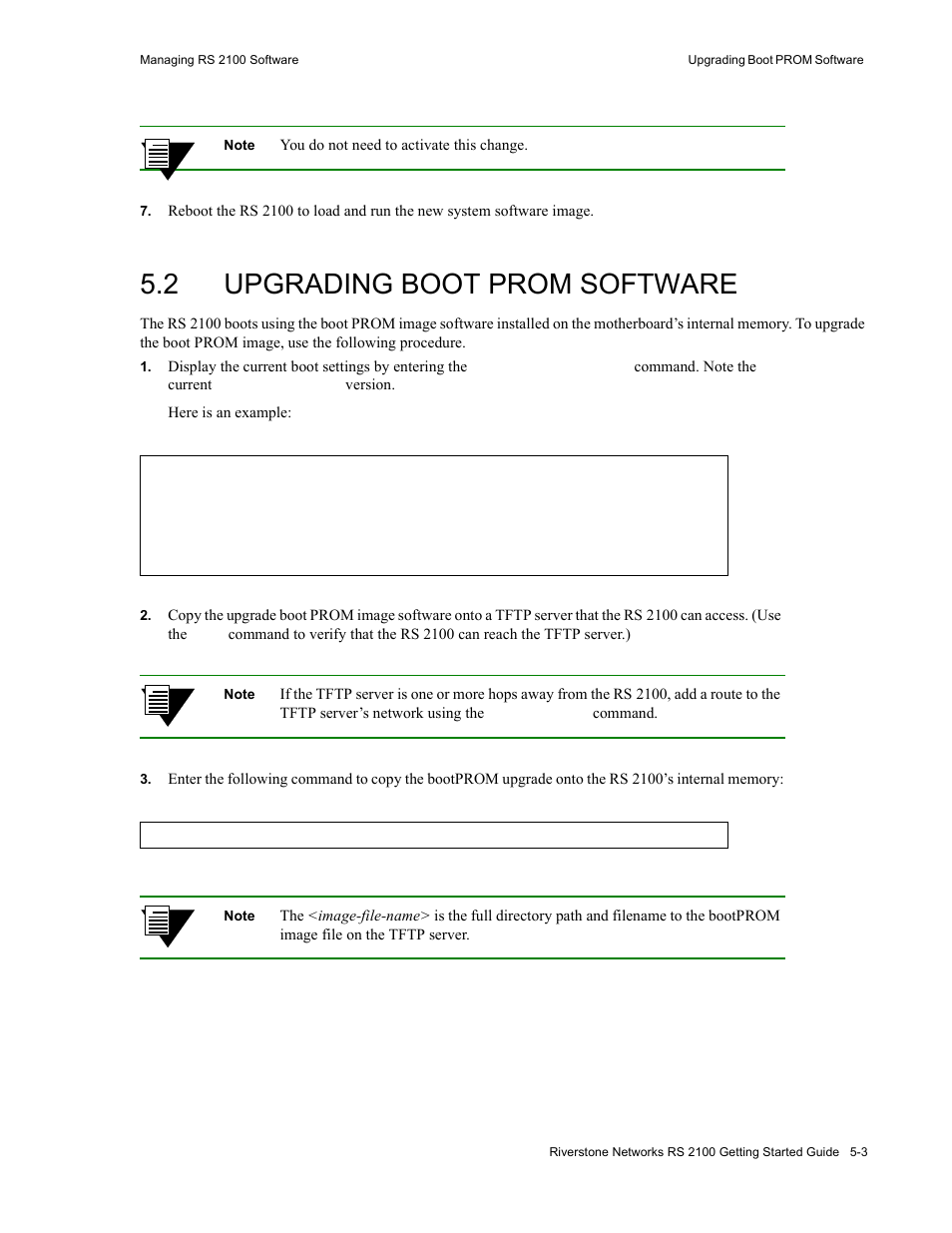 2 upgrading boot prom software, Upgrading boot prom software -3 | Riverstone Networks RS 2100 User Manual | Page 65 / 77