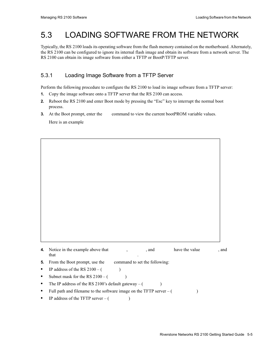 3 loading software from the network, 1 loading image software from a tftp server, Loading software from the network -5 | Loading image software from a tftp server -5 | Riverstone Networks RS 2100 User Manual | Page 67 / 77