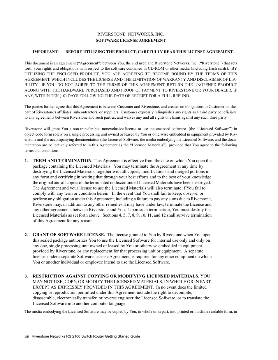 Riverstone Networks RS 2100 User Manual | Page 8 / 77