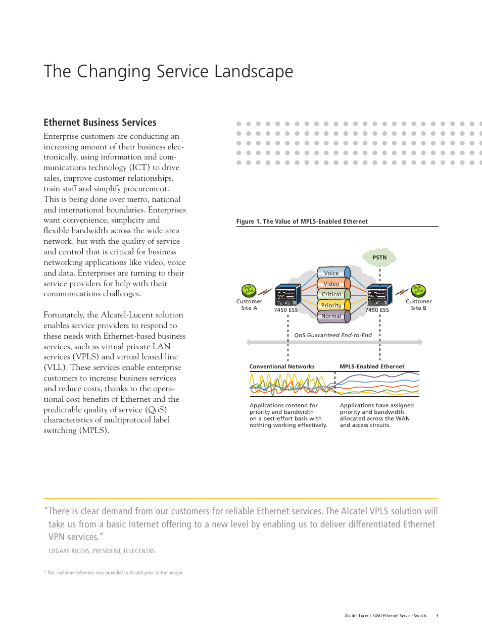 The changing service landscape, Ethernet business services | Riverstone Networks 7450 User Manual | Page 3 / 12