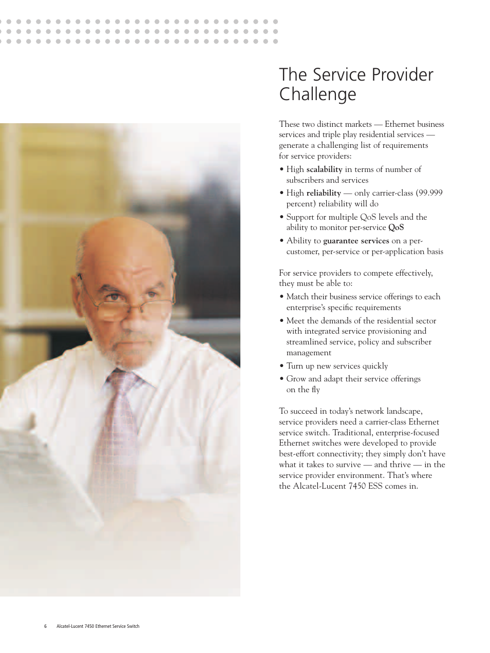 The service provider challenge | Riverstone Networks 7450 User Manual | Page 6 / 12