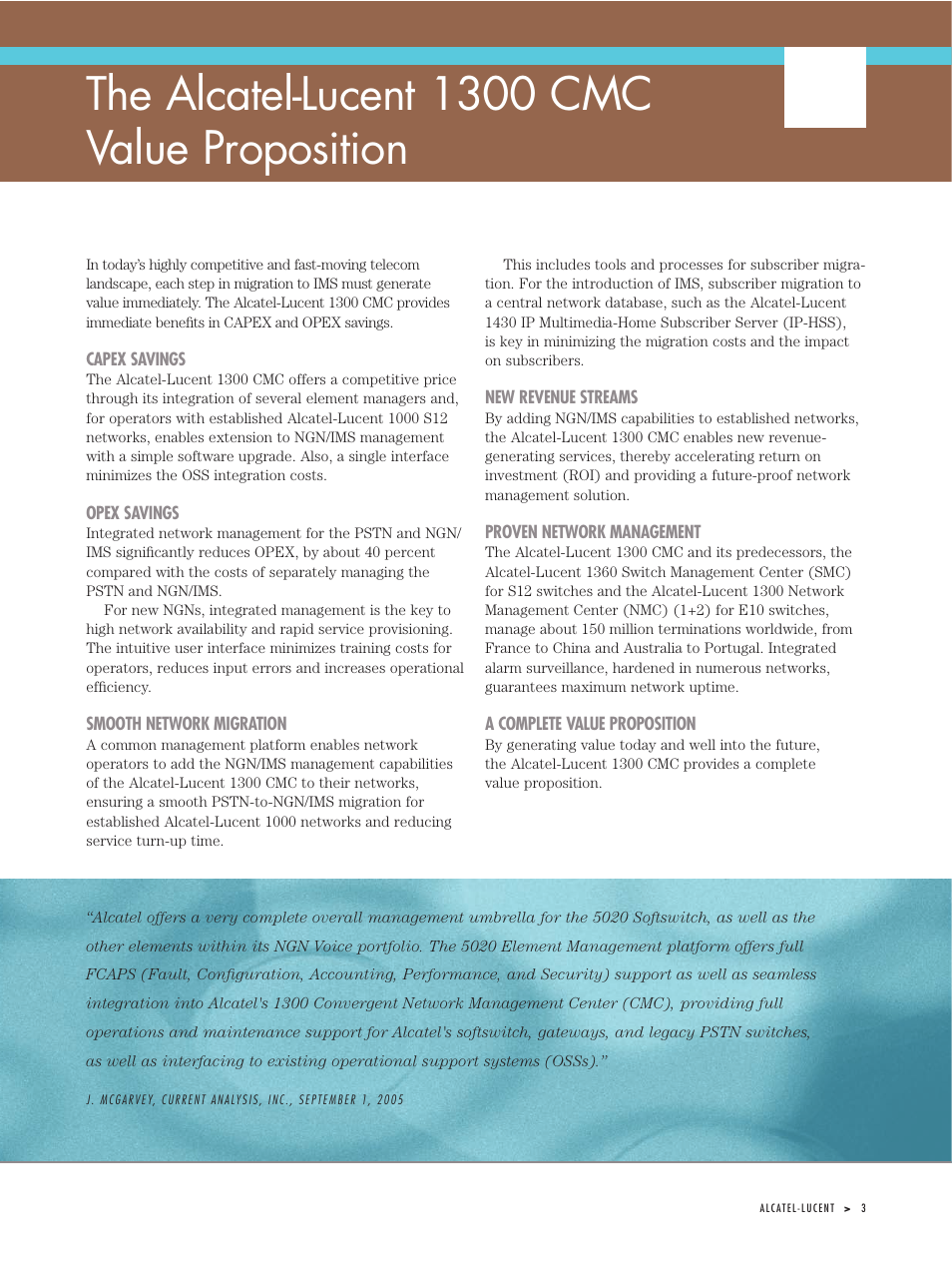The alcatel-lucent 1300 cmc value proposition | Riverstone Networks 1300 User Manual | Page 5 / 10